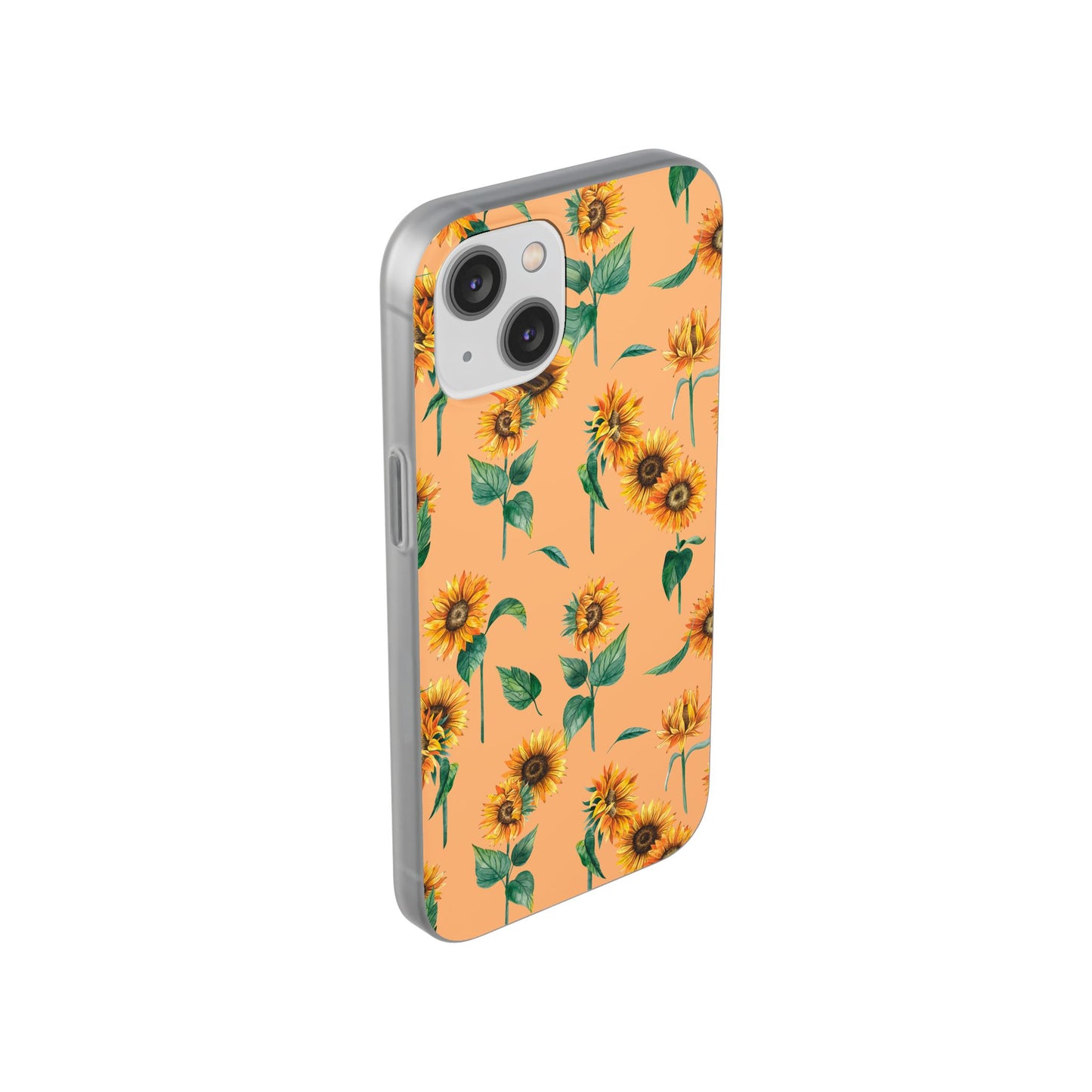Sunflower Pattern Flexi Case — Floral Phone Case on Peach Background