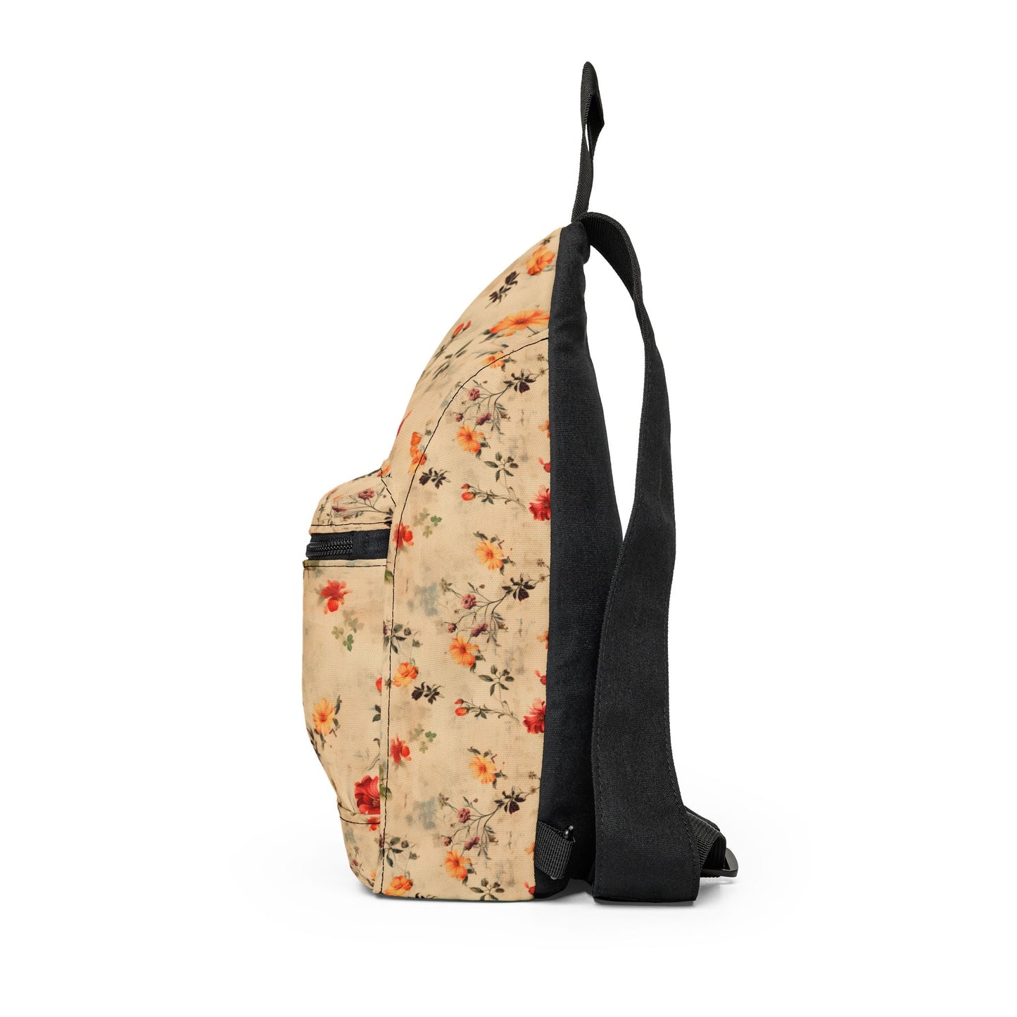 Vintage Floral Sling Bag - Beige Rose Crossbody for Everyday & Travel