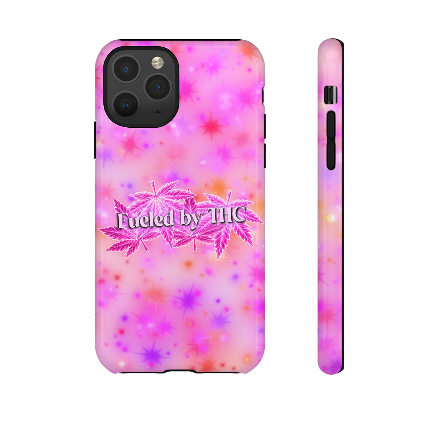 Fueled by THC Phone Case — Pink Cannabis Leaf Protective Case