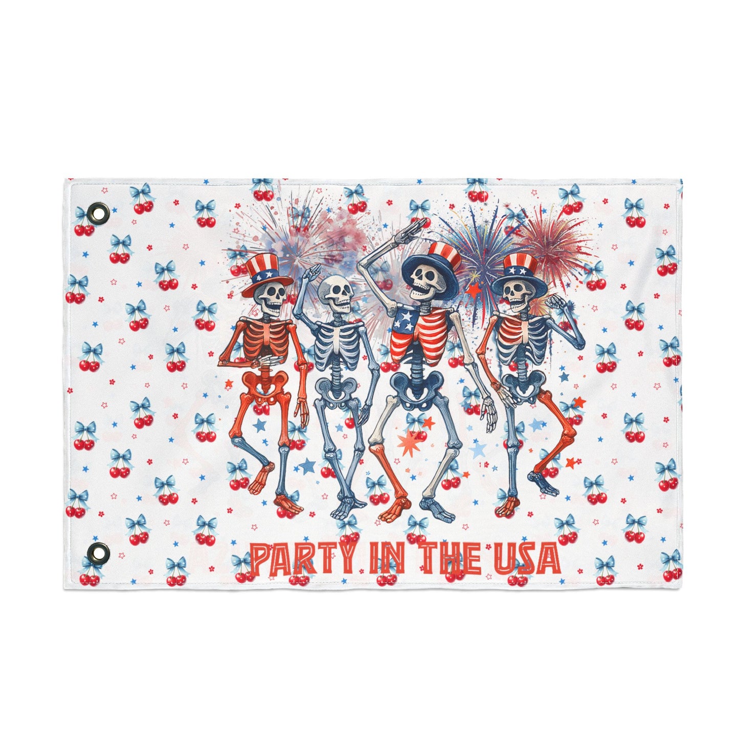 Party in the USA Skeletons Double-Sided Flag — 4th of July Patriotic Decor