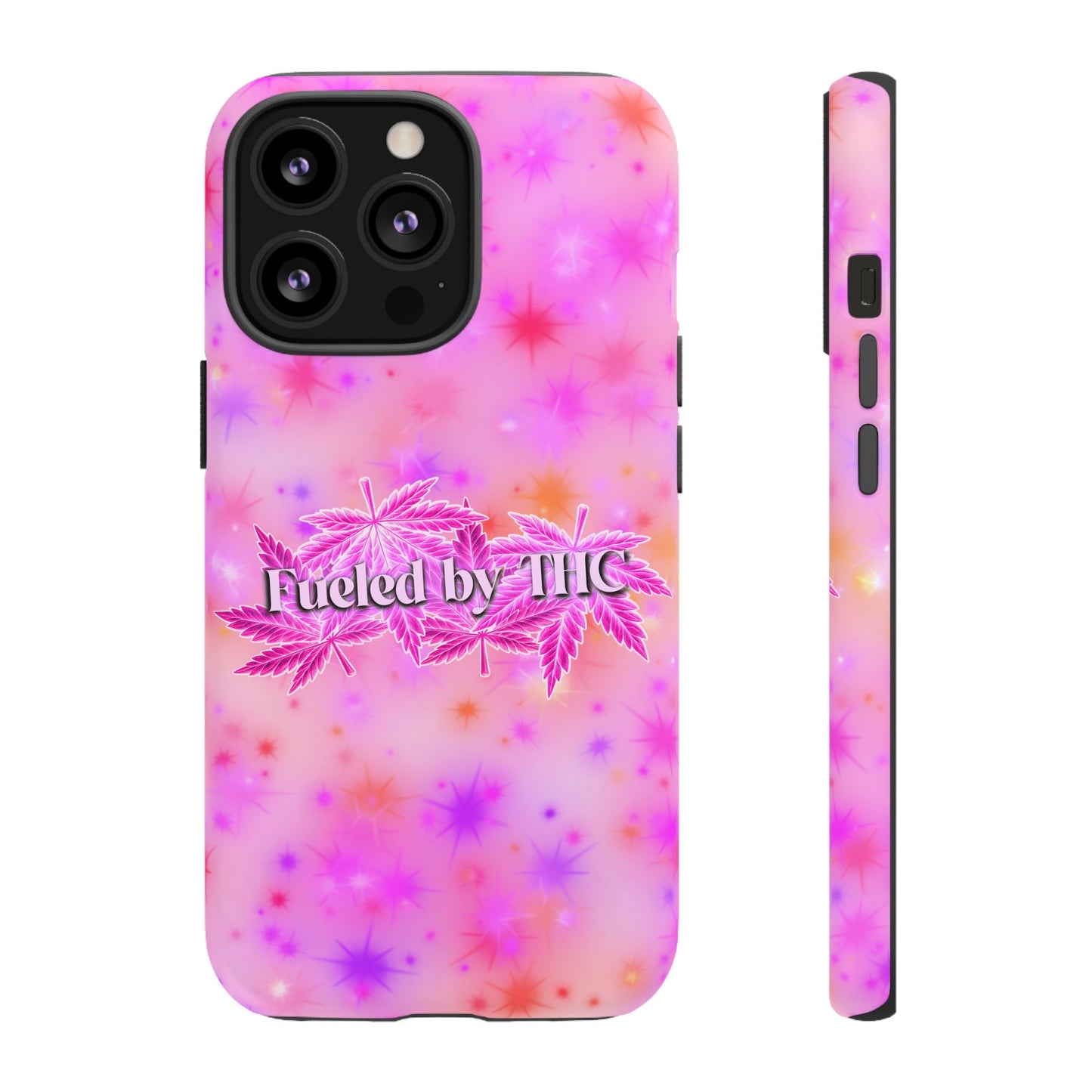 Fueled by THC Phone Case — Pink Cannabis Leaf Protective Case