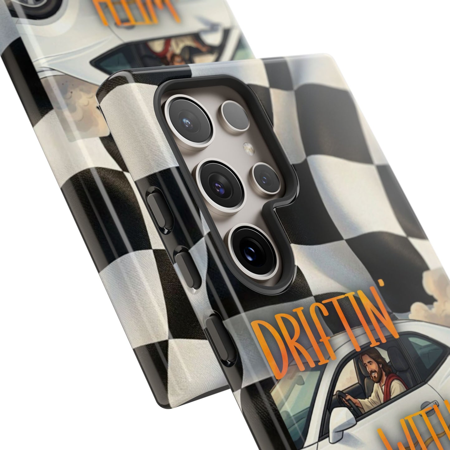 Phone Case — "Driftin' With Jesus" Racing Crosscheck Design - Samsung/ Google phones