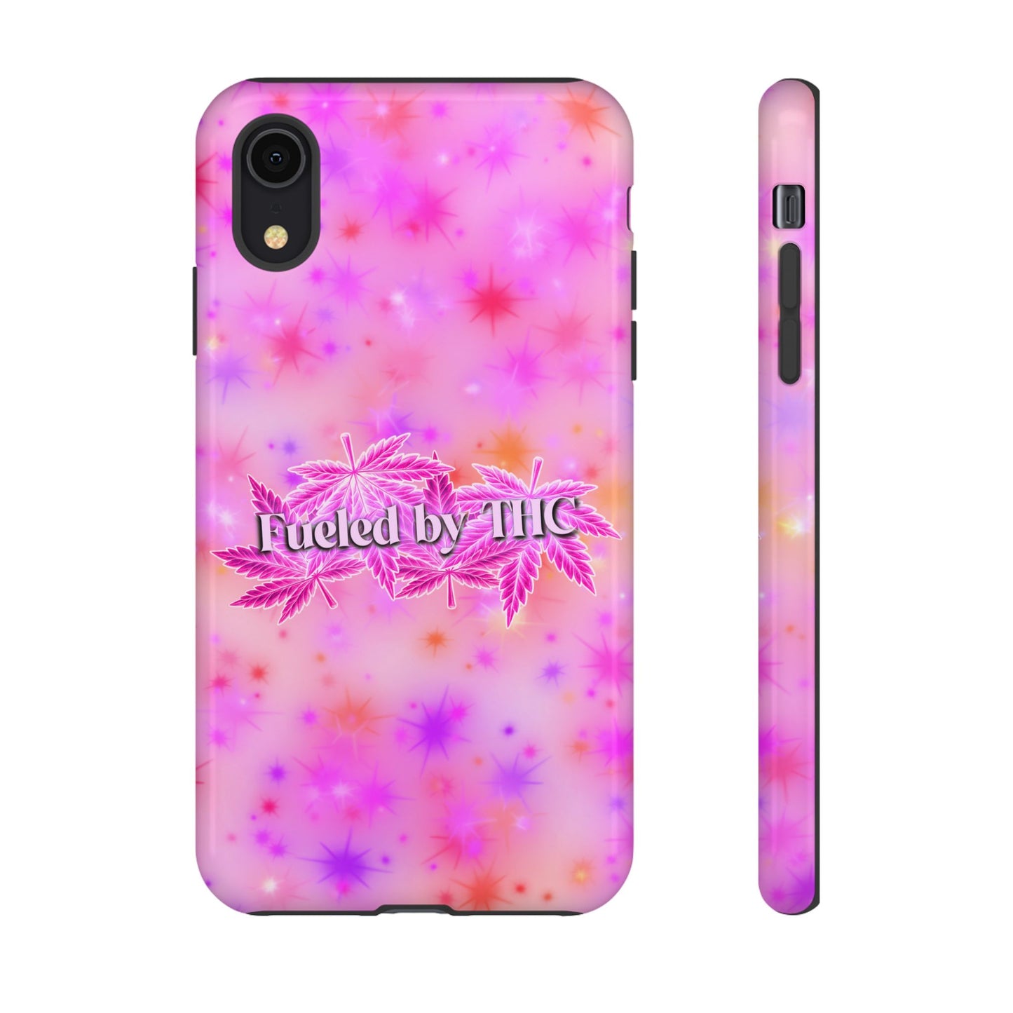 Fueled by THC Phone Case — Pink Cannabis Leaf Protective Case