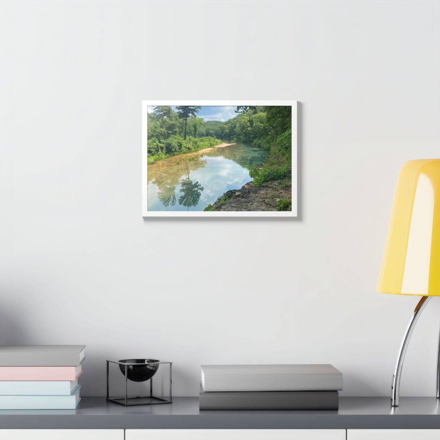 Framed Nature Poster — Serene River Landscape Wall Art