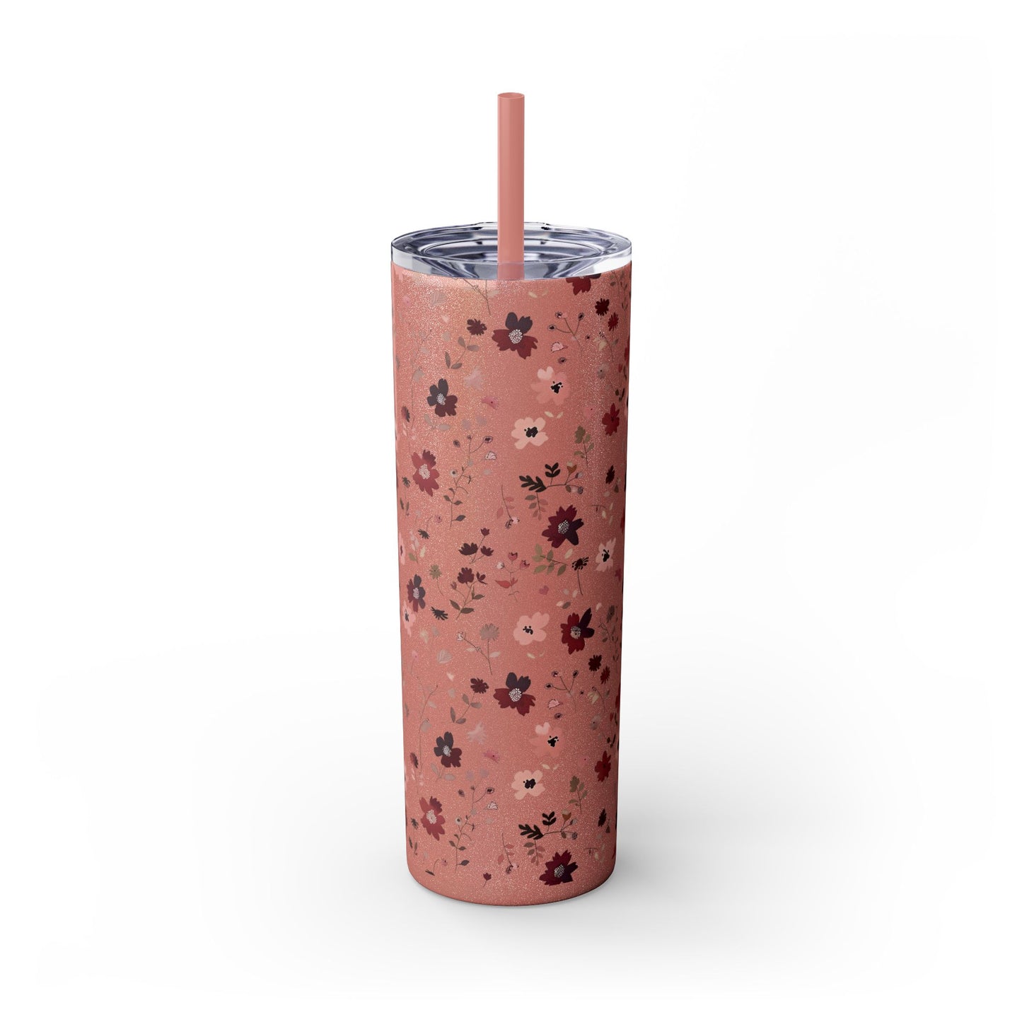Floral Skinny Tumbler 20oz – Pink Blossom Straw Cup