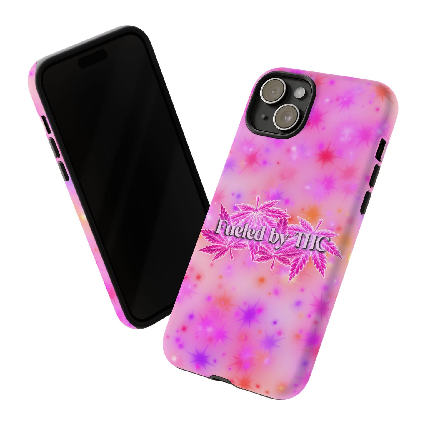 Fueled by THC Phone Case — Pink Cannabis Leaf Protective Case