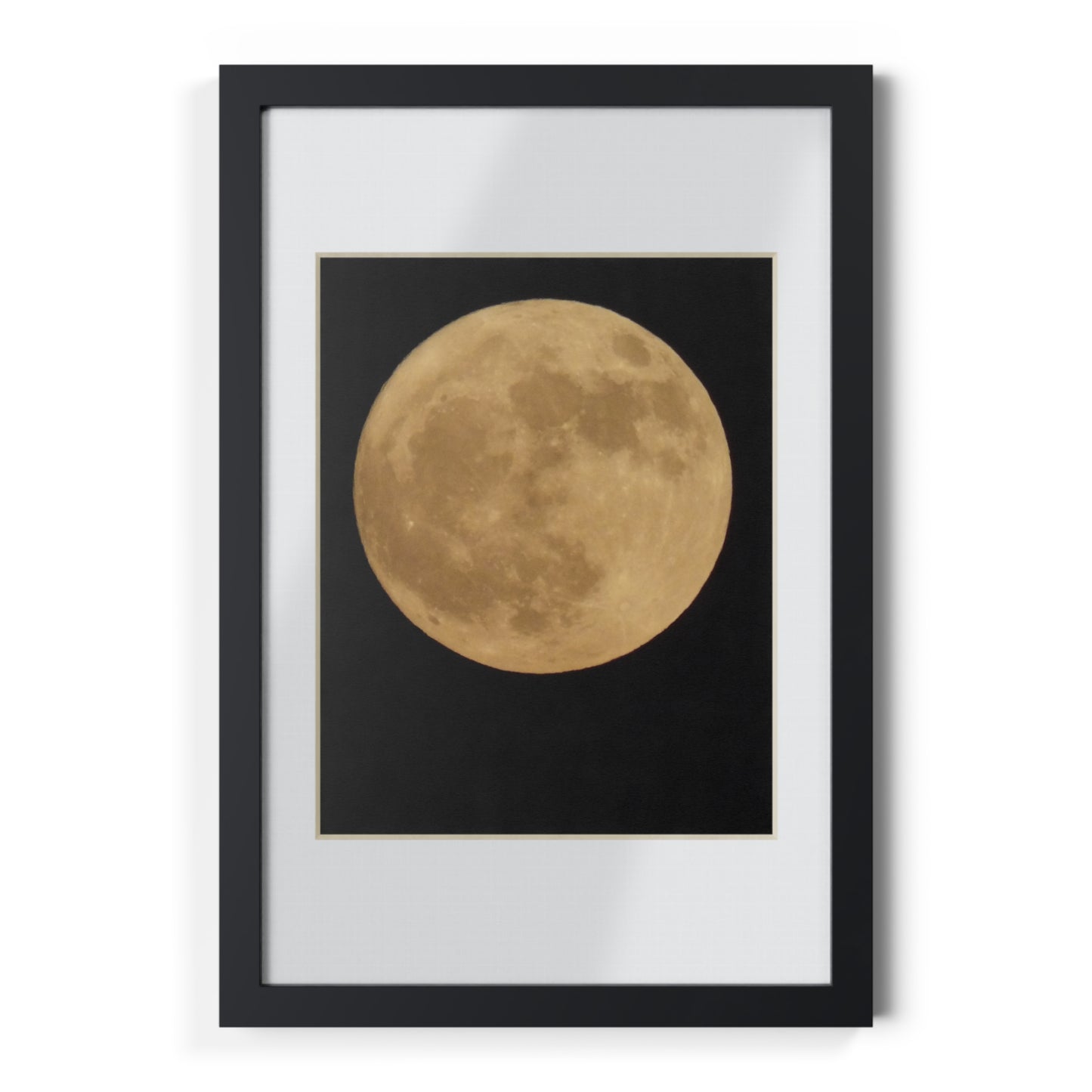 Moon Print Framed Poster — Gold Lunar Art in Black Frame