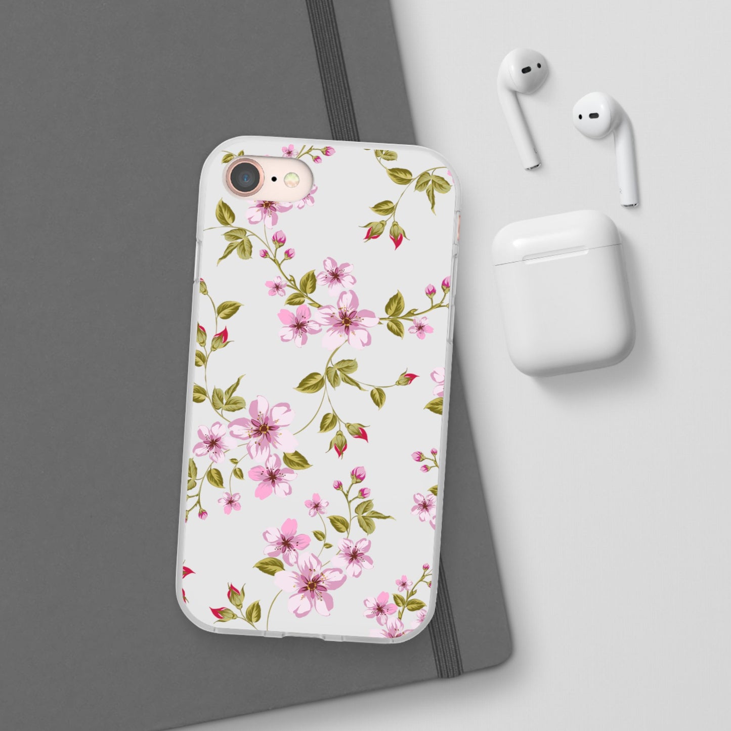 Floral Pink Blossom Flexi Case — Slim Protective Phone Case with Watercolor Cherry Blossom Design