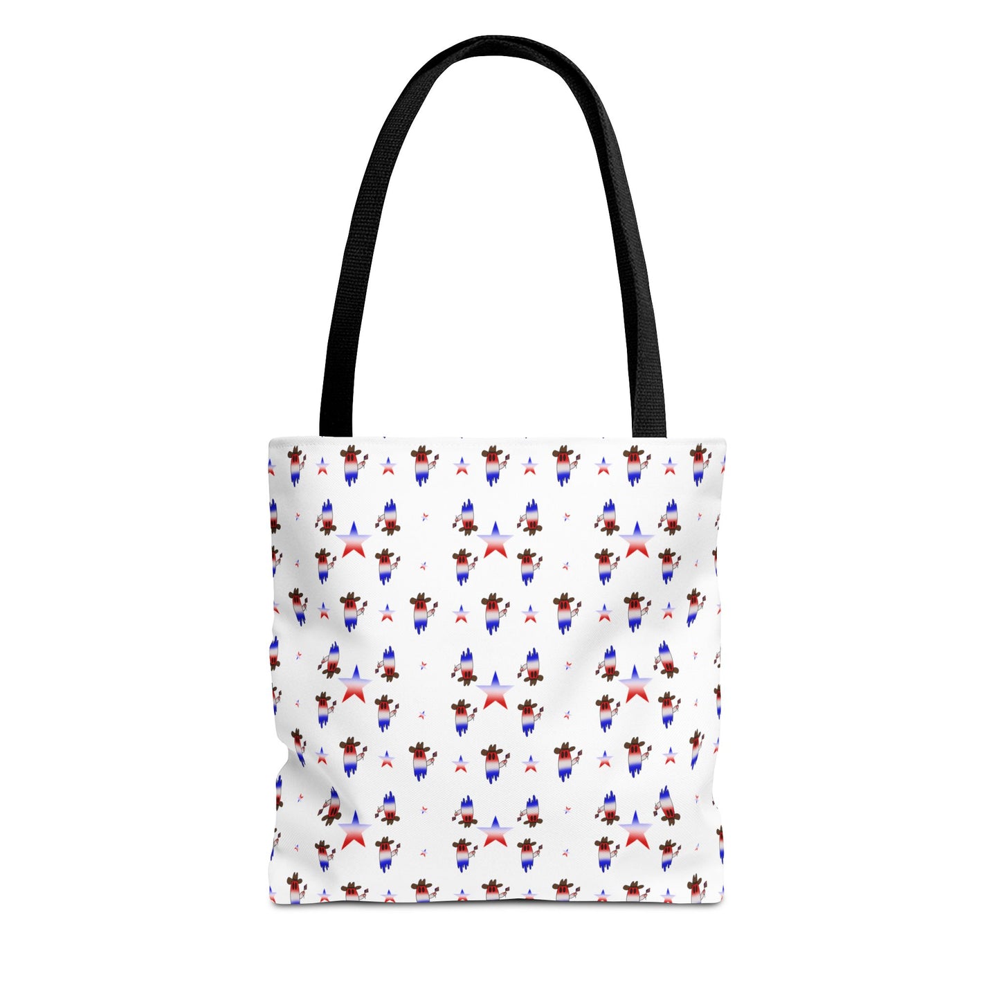 Patriotic Ghost Pattern Tote Bag – Red White Blue All-Over Print