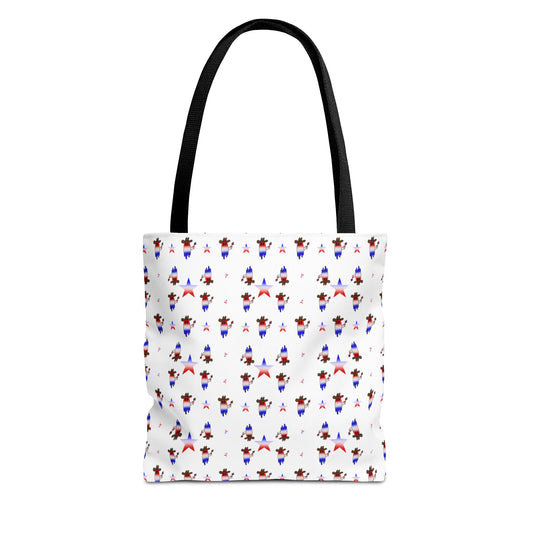 Patriotic Ghost Pattern Tote Bag – Red White Blue All-Over Print