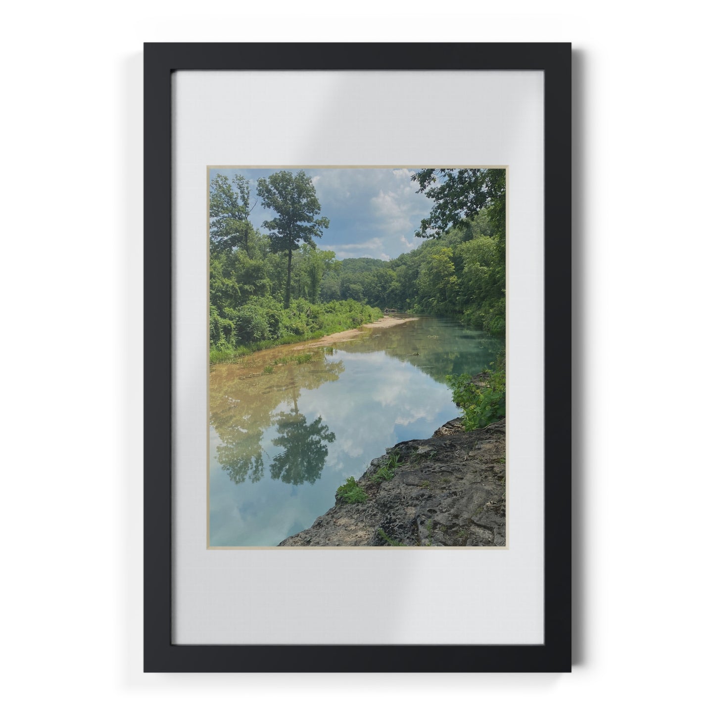 Black Framed Landscape Poster — River Reflection Wall Art