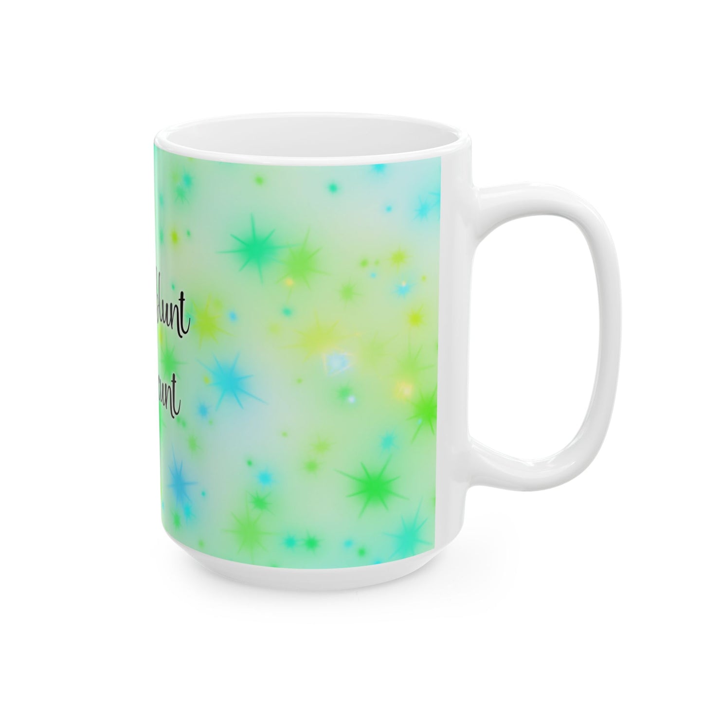 Ceramic Mug — "Smoke blunt Serve cunt" Colorful Starburst Graphic