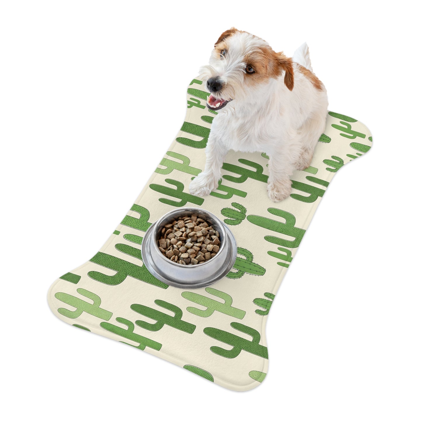 Cactus Pattern Pet Feeding Mat — Non-Slip Dog & Cat Bowl Placemat