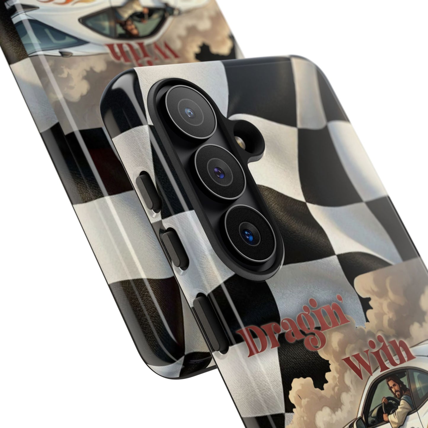 Phone Case — "Dragin' With Jesus" Racing Checkered flag - Samsung / Google phones