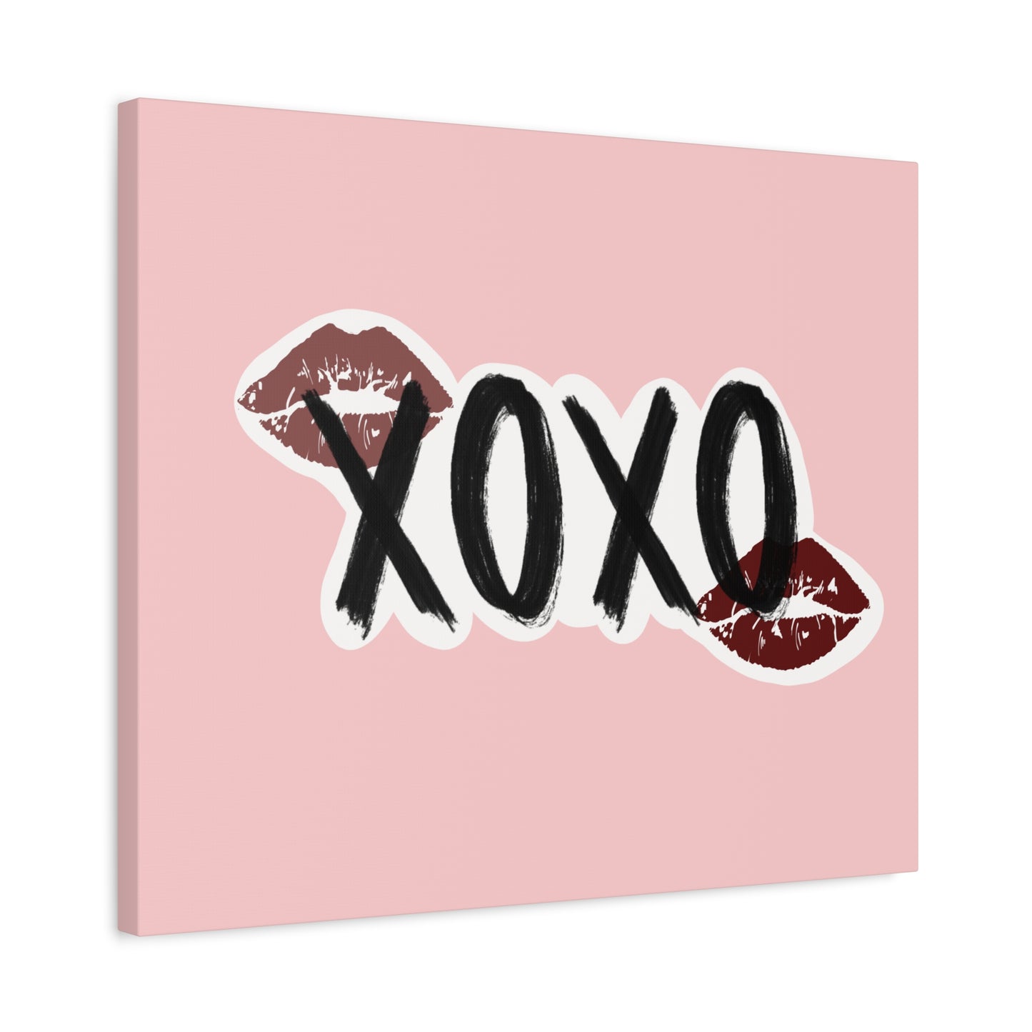 XOXO Kiss Wall Canvas — Pink Romantic Home Décor for Valentine’s Day