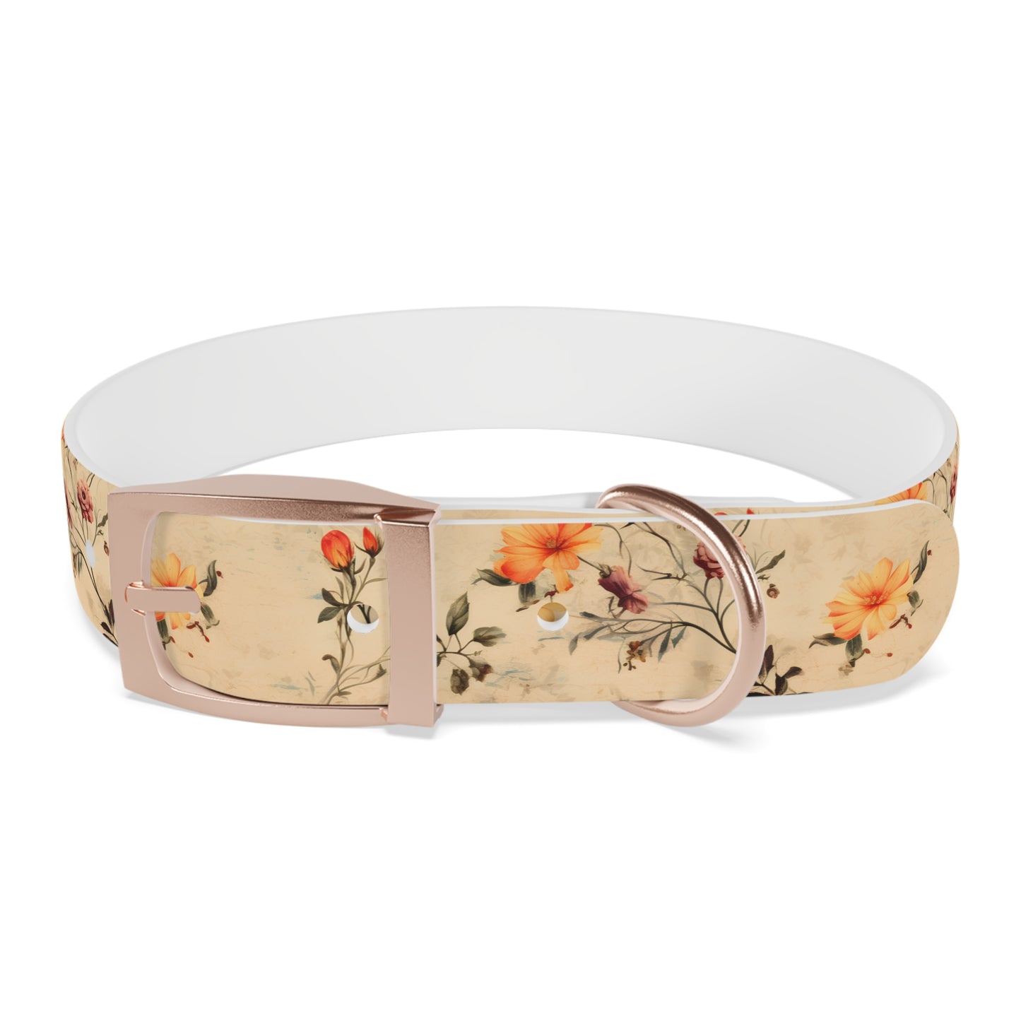 Floral Vintage Dog Collar – Peach Rose Print Pet Collar