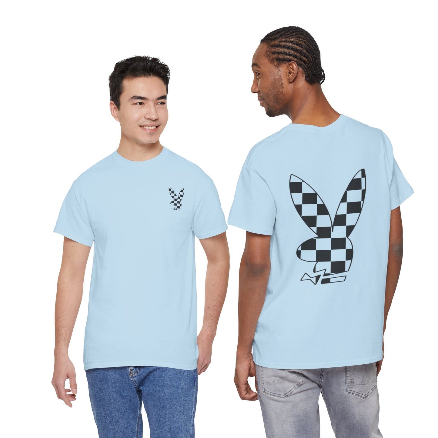Checkerboard Bunny Tee — Retro Skate-Inspired Graphic T-Shirt