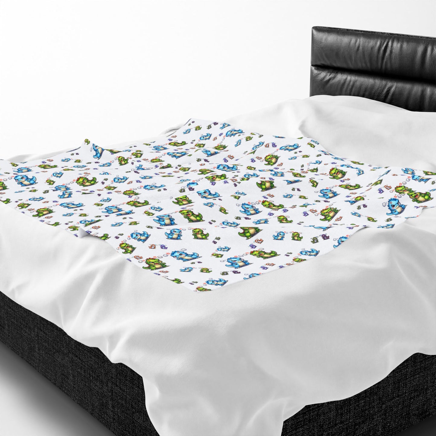 Plush Blanket — Cute Dino Pattern Velveteen Throw