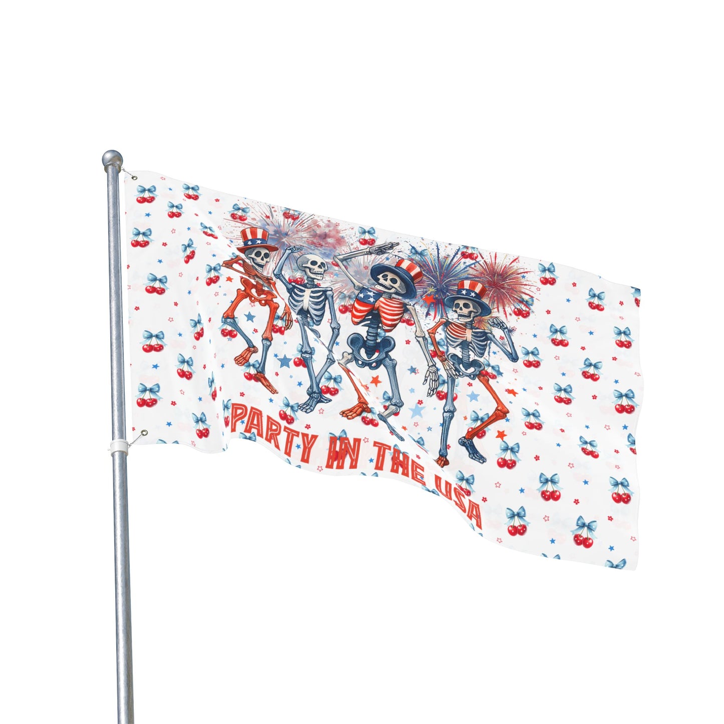 Party in the USA Skeletons Double-Sided Flag — 4th of July Patriotic Decor