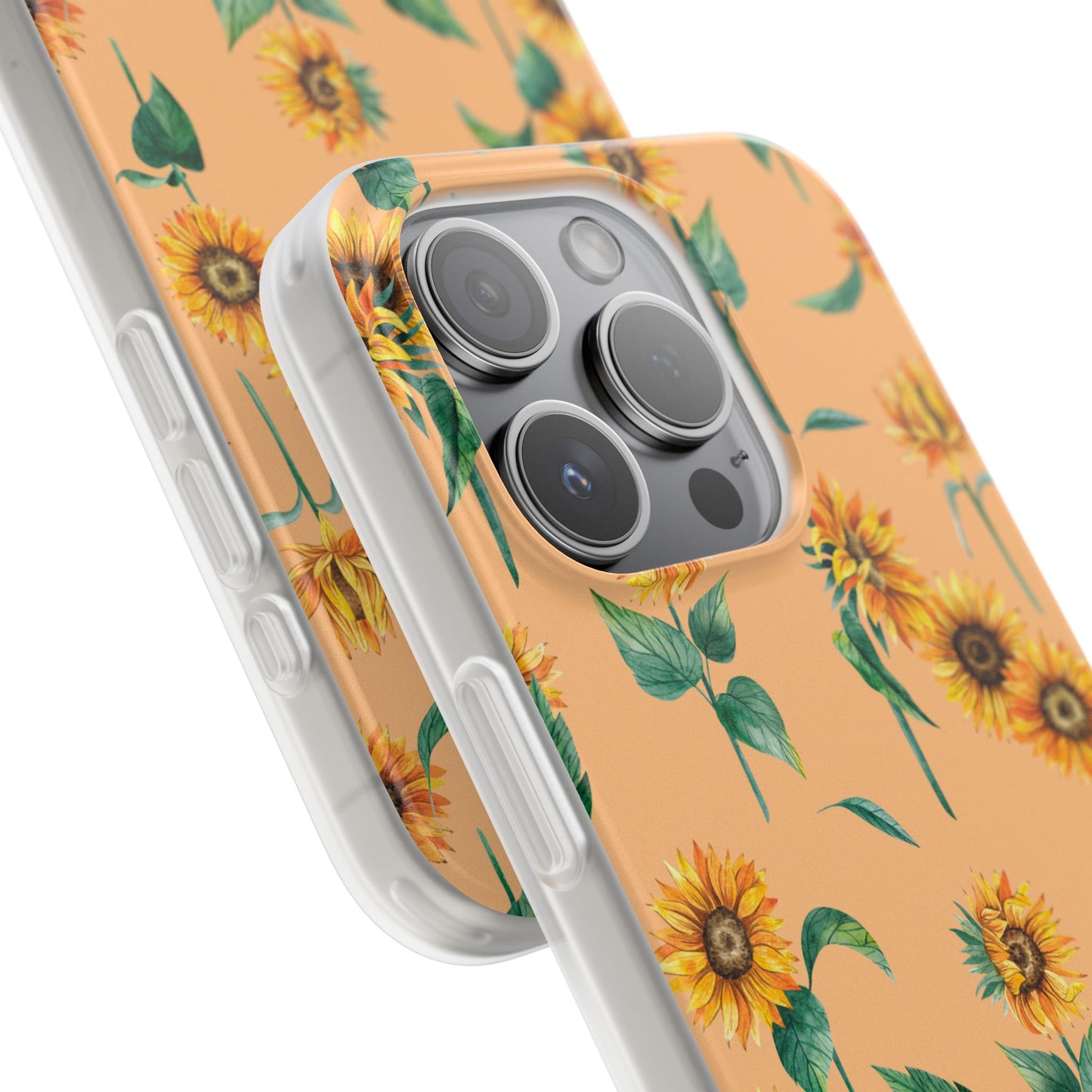 Sunflower Pattern Flexi Case — Floral Phone Case on Peach Background