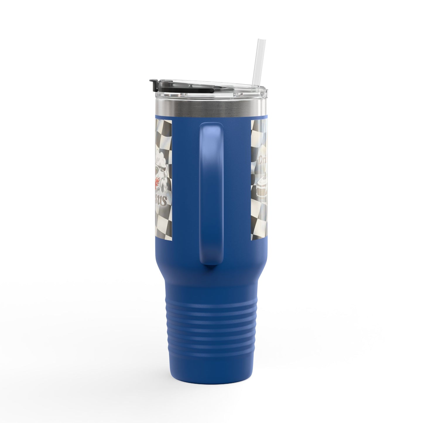 40oz Insulated Travel Mug — Racing Checkered Flag Design