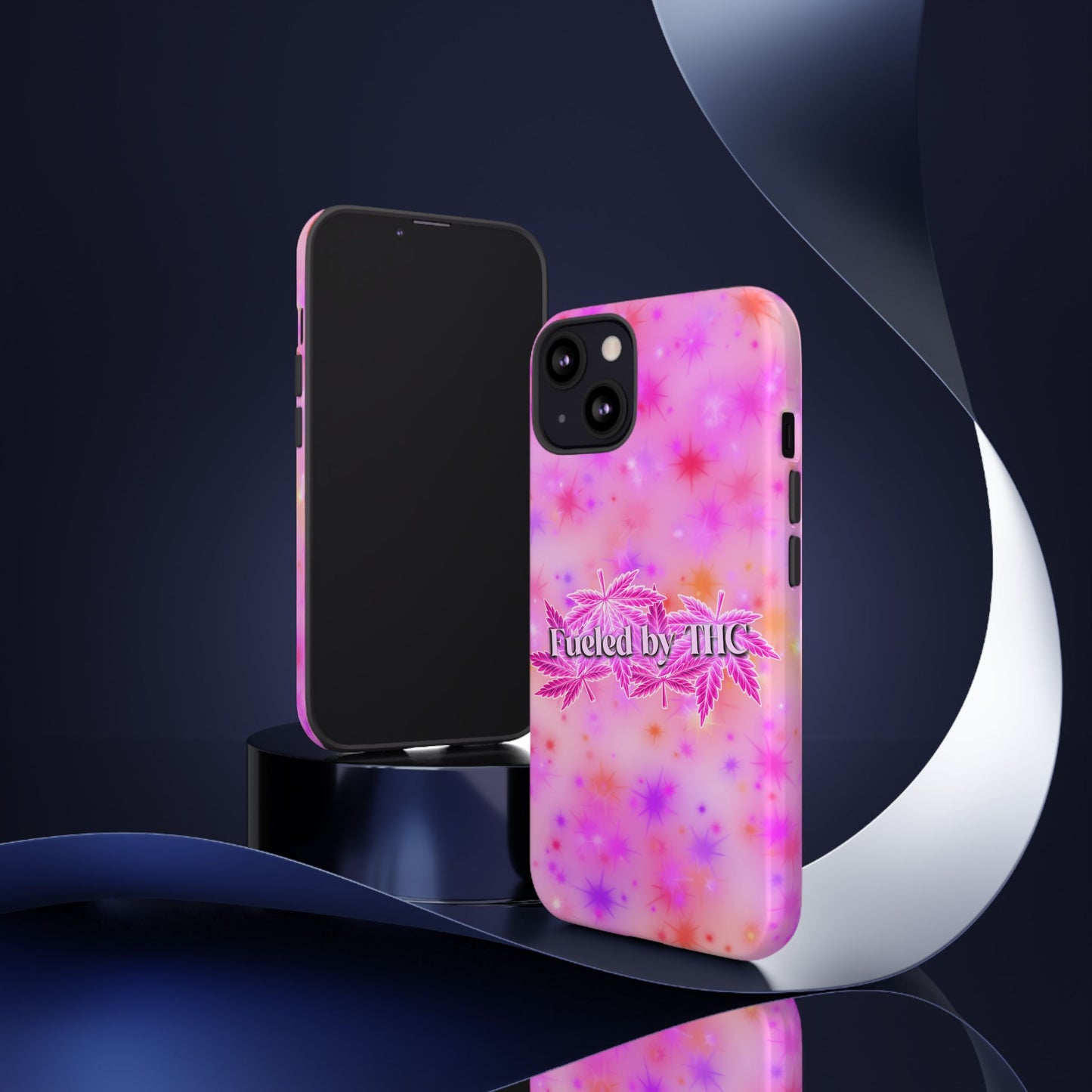 Fueled by THC Phone Case — Pink Cannabis Leaf Protective Case