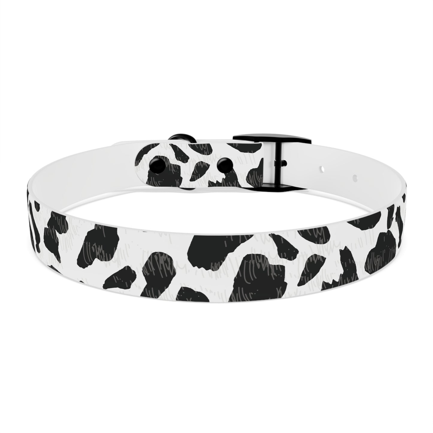 Cow Print Dog Collar — Black & White Spot Pattern