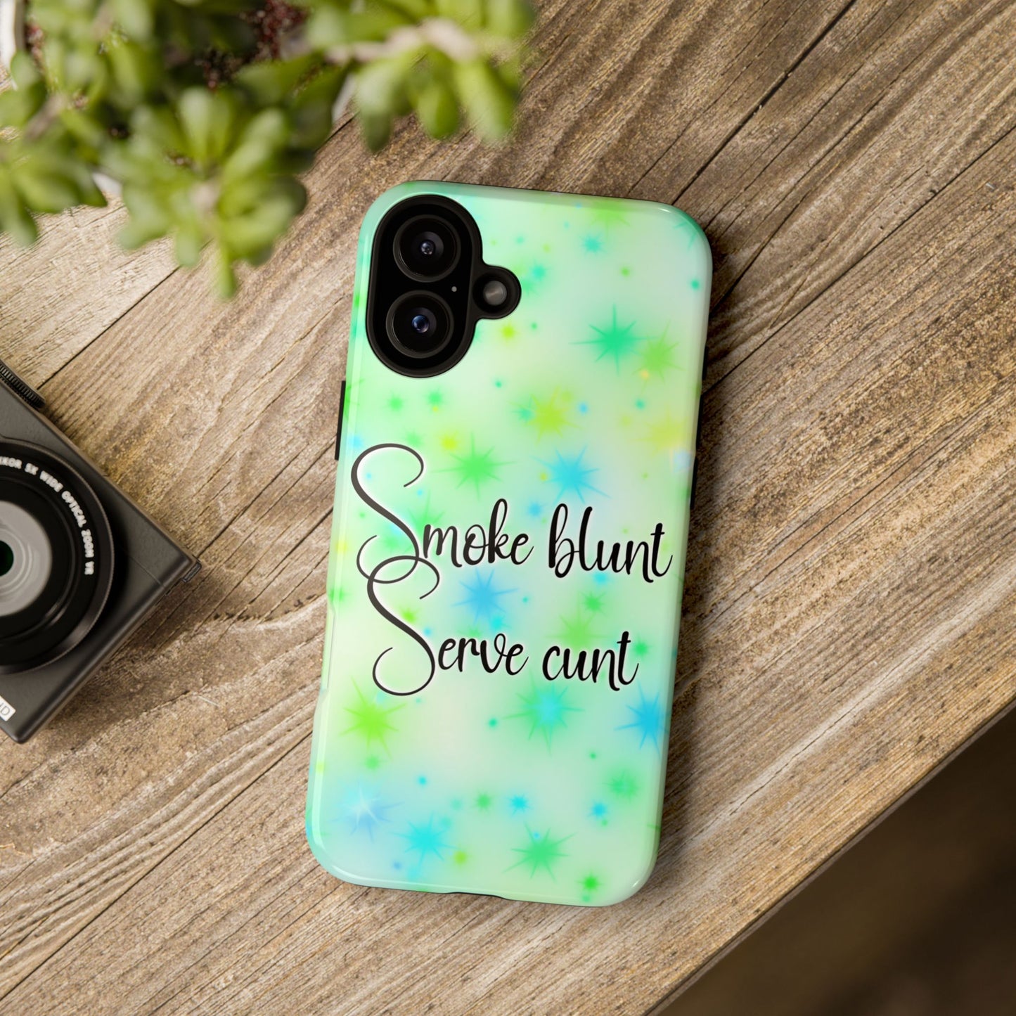 Phone Case — "Smoke blunt, Serve cunt" Green Starburst Tough Case