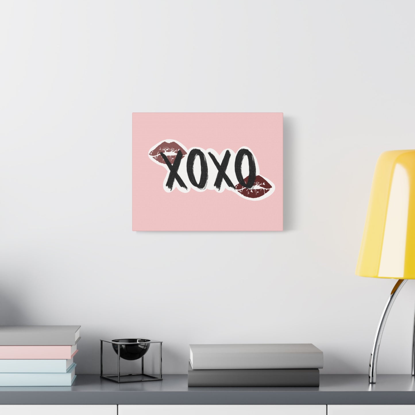 XOXO Kiss Wall Canvas — Pink Romantic Home Décor for Valentine’s Day