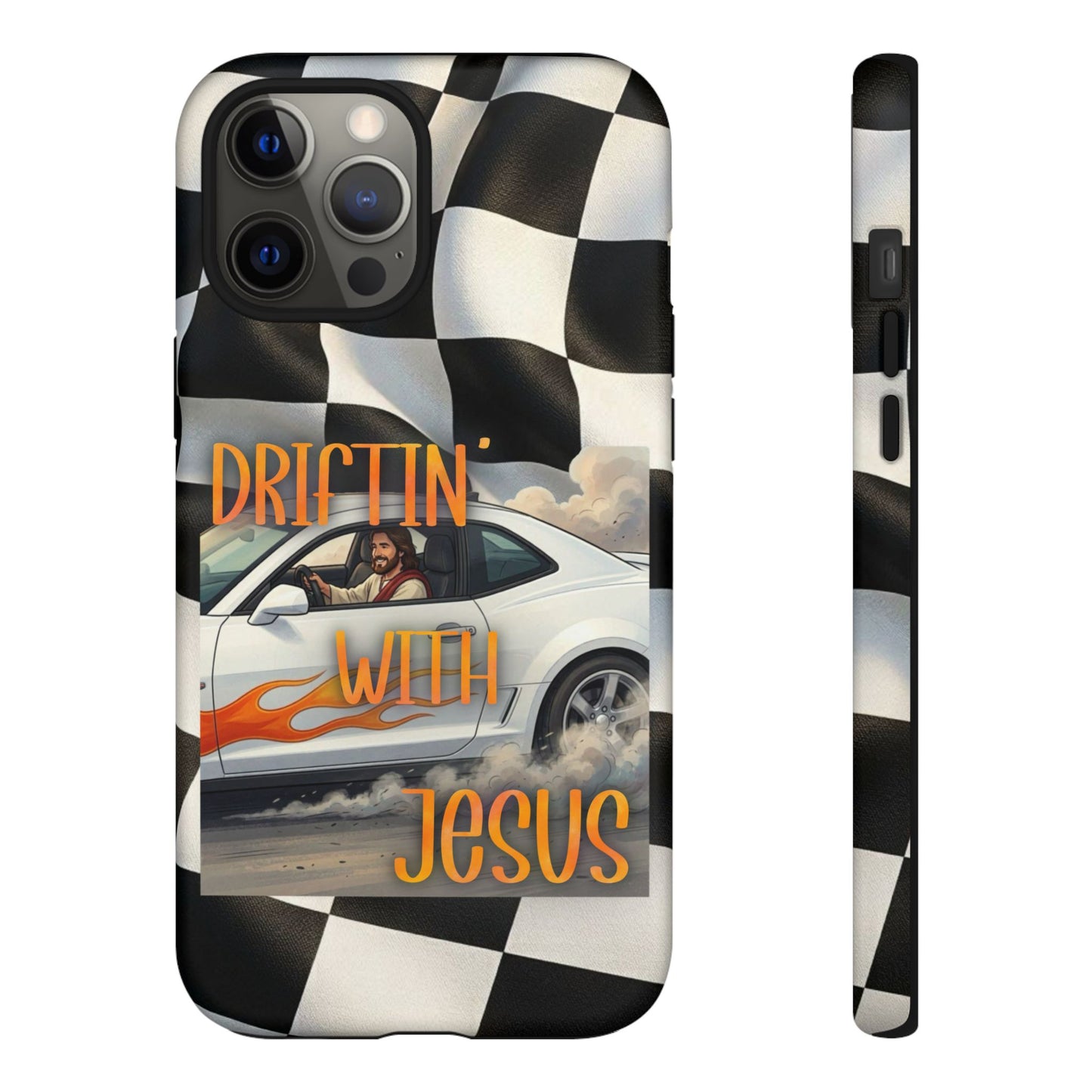 Phone Case — "Driftin' with Jesus" Racing Flag Design- iPhone