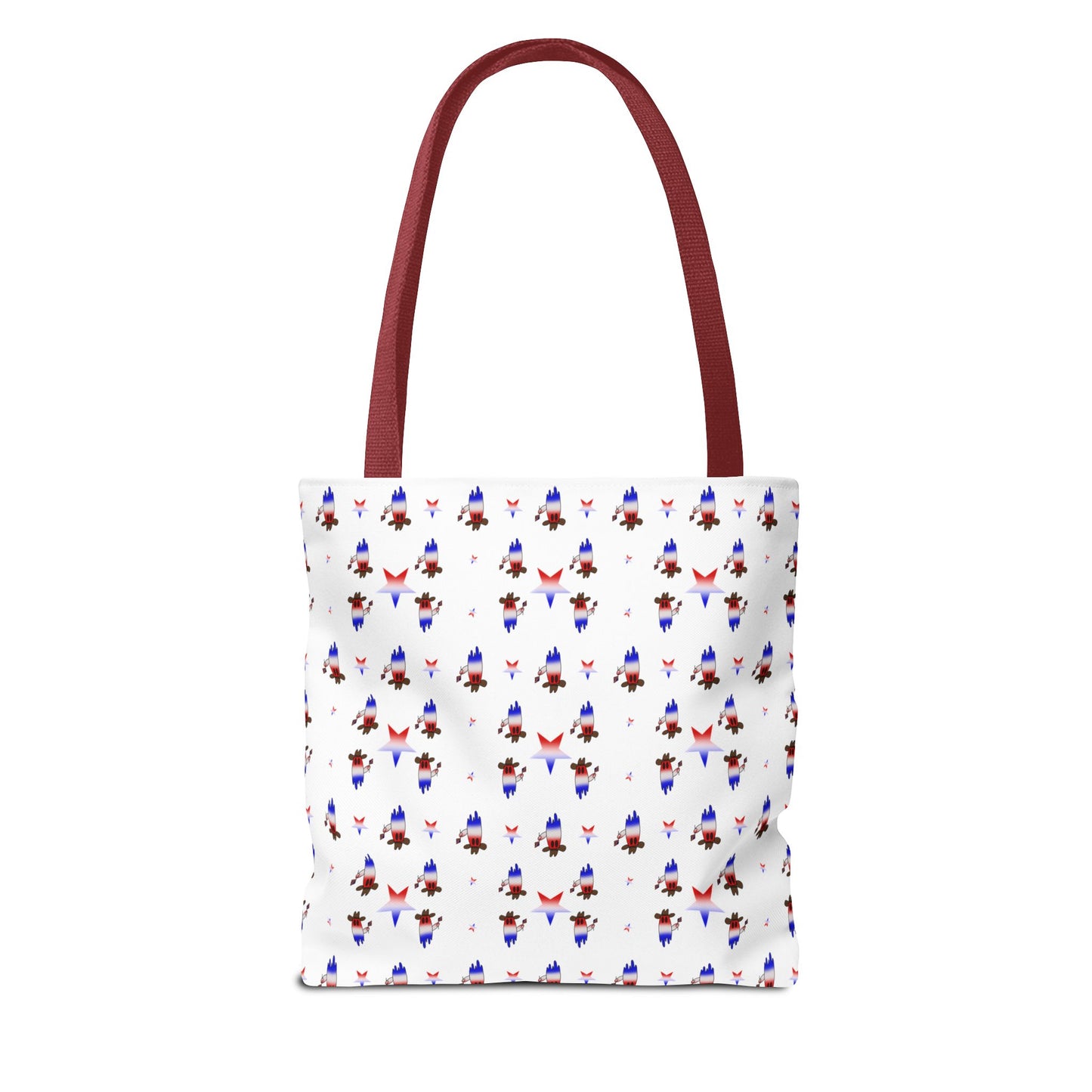 Patriotic Ghost Pattern Tote Bag – Red White Blue All-Over Print
