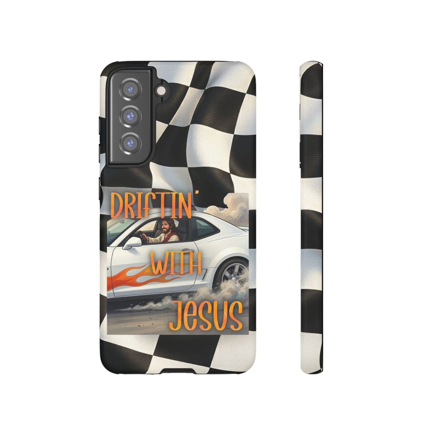 Phone Case — "Driftin' With Jesus" Racing Crosscheck Design - Samsung/ Google phones
