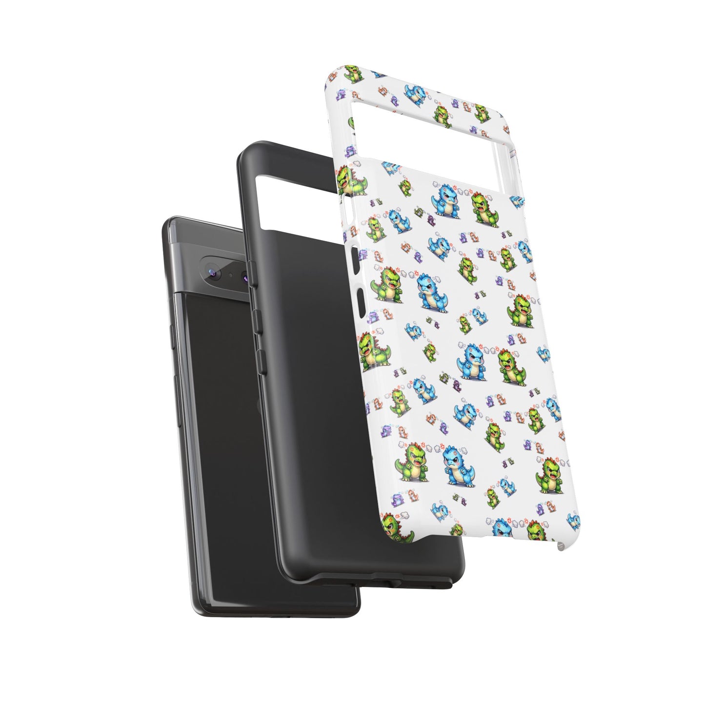Cute Dino Pattern Phone Case — Playful Cartoon Dinosaur Tough Phone Cover
