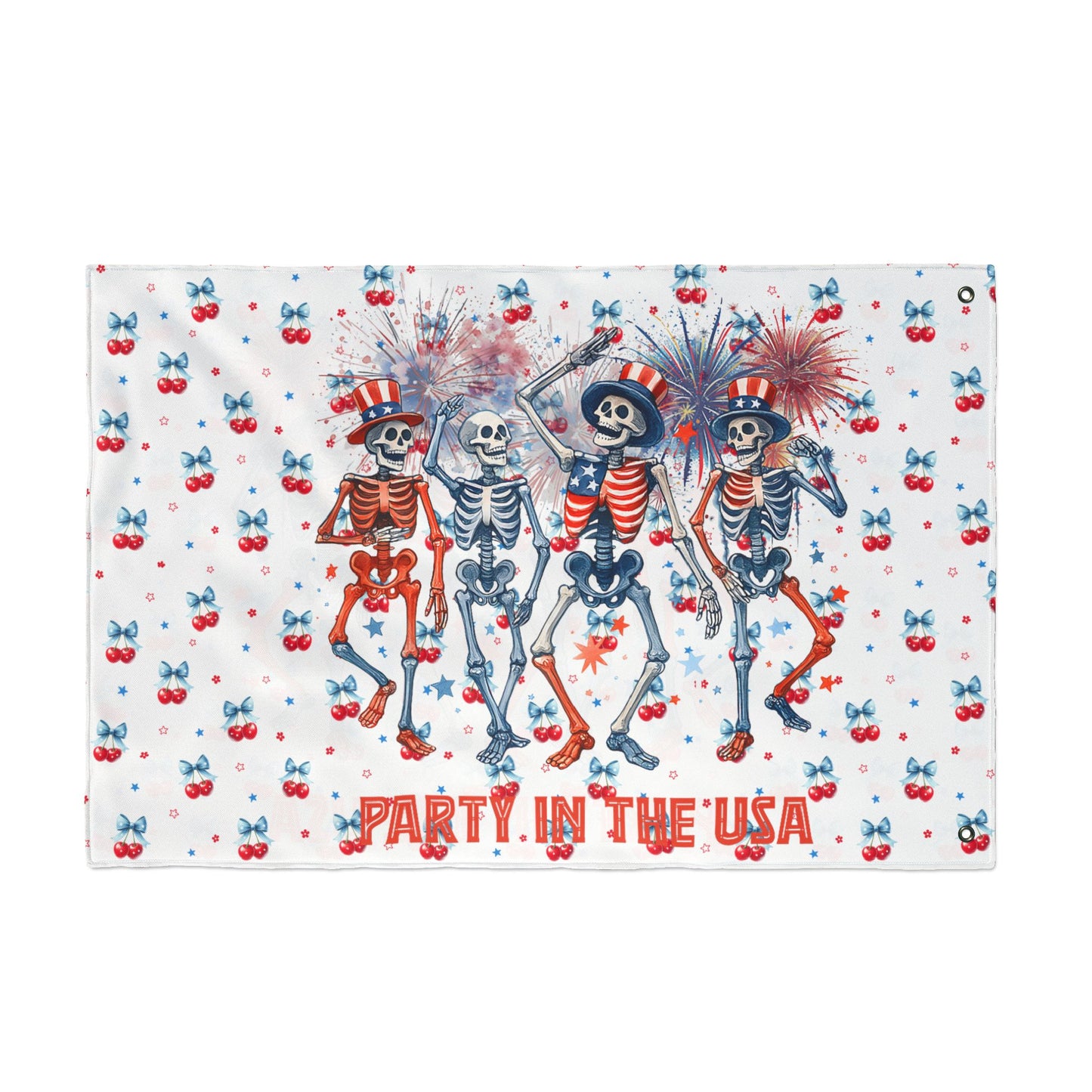 Party in the USA Skeletons Double-Sided Flag — 4th of July Patriotic Decor