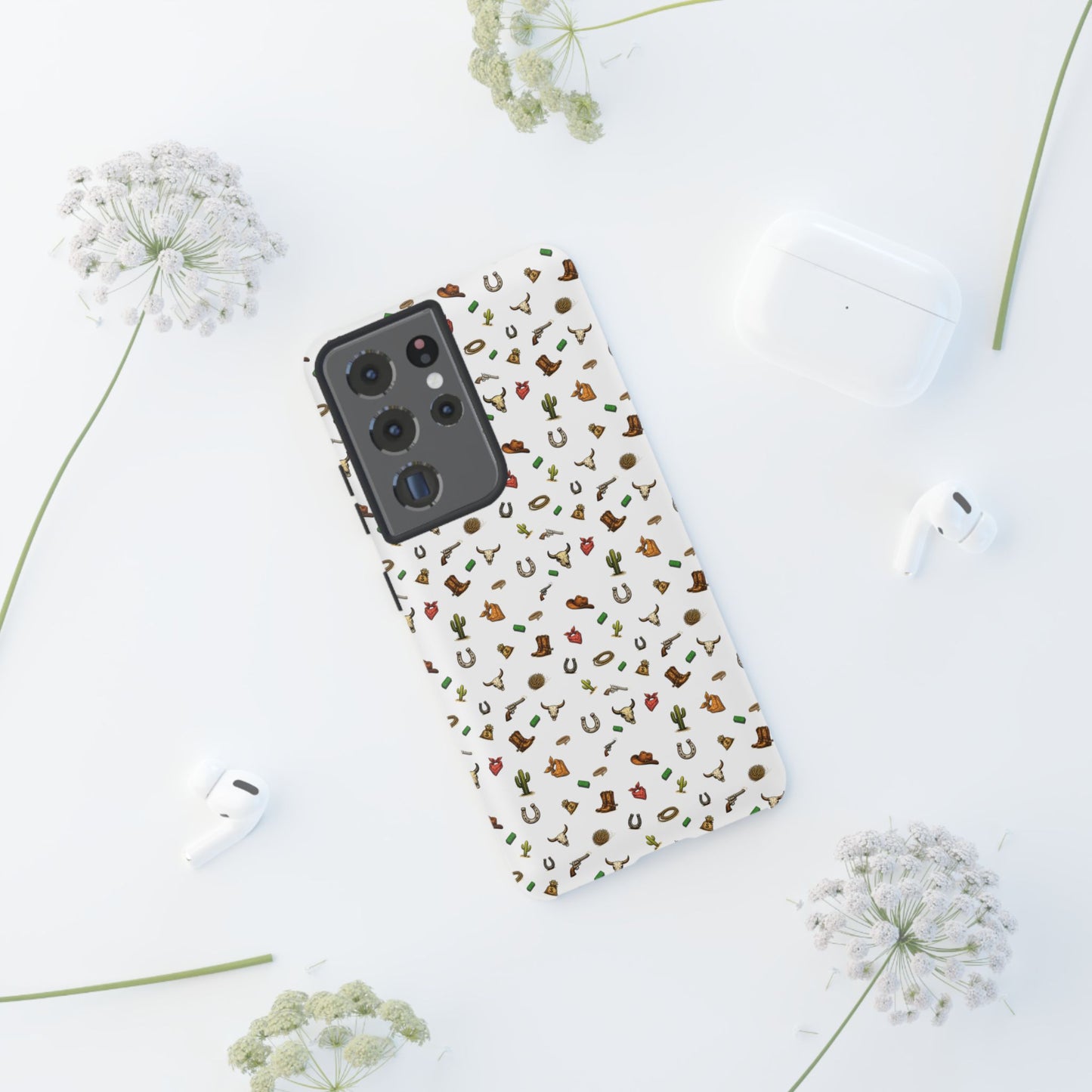 Western Pattern Phone Case — Cowboy Boots, Hats, Horseshoes & Cactus Tough Case