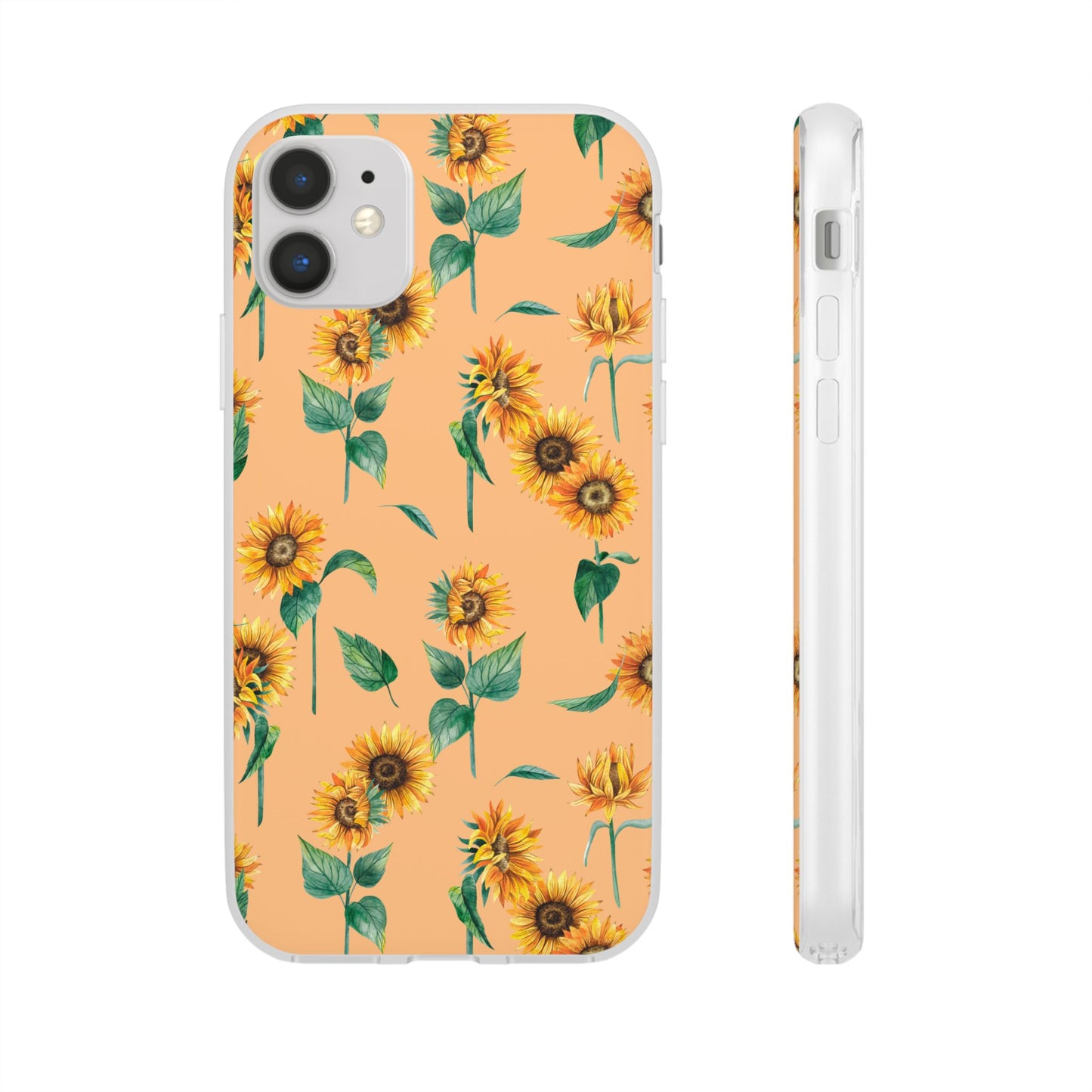 Sunflower Pattern Flexi Case — Floral Phone Case on Peach Background