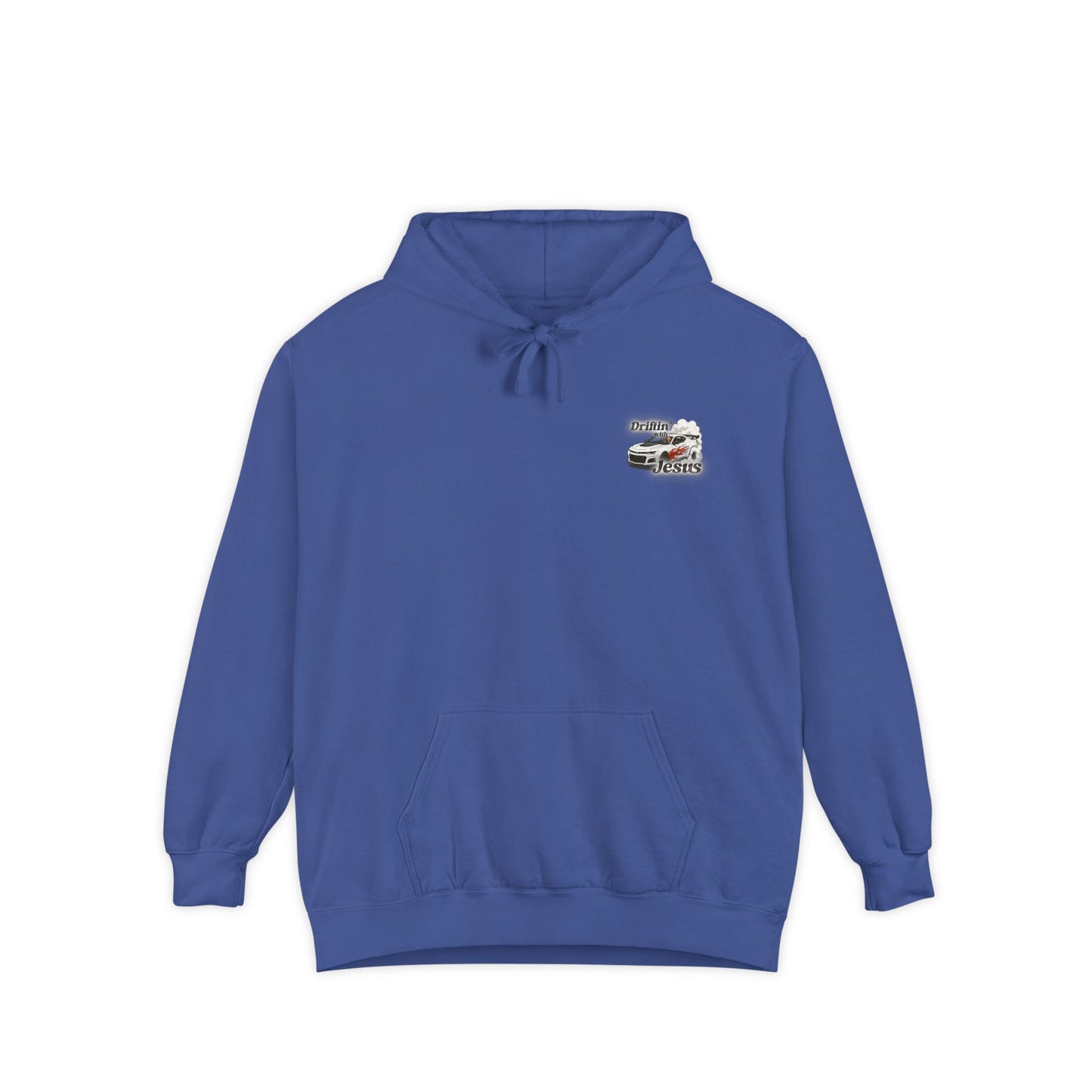 Classic Car Hoodie — Small Chest Graphic “drifting with jesus" Pullover