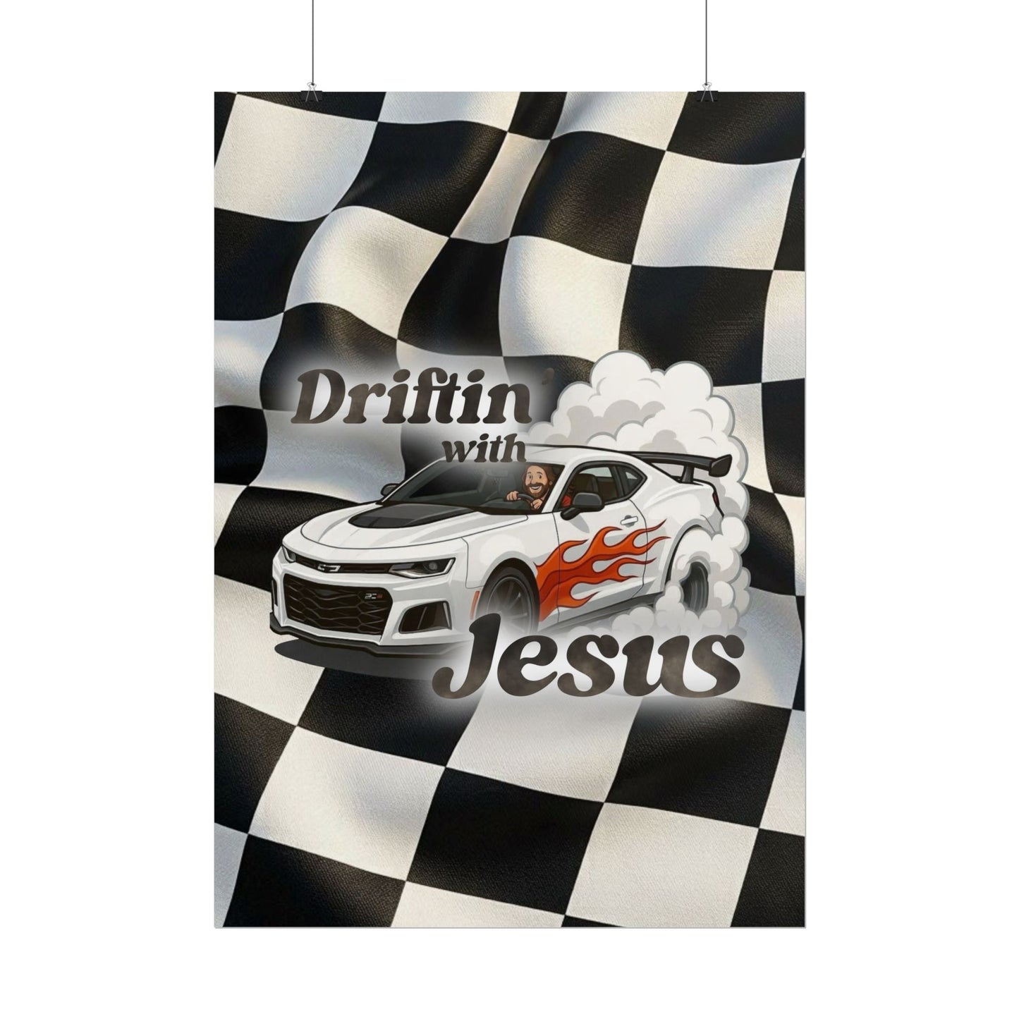 Rolled Poster — "Driftin' with Jesus" Racing Car Wall Art