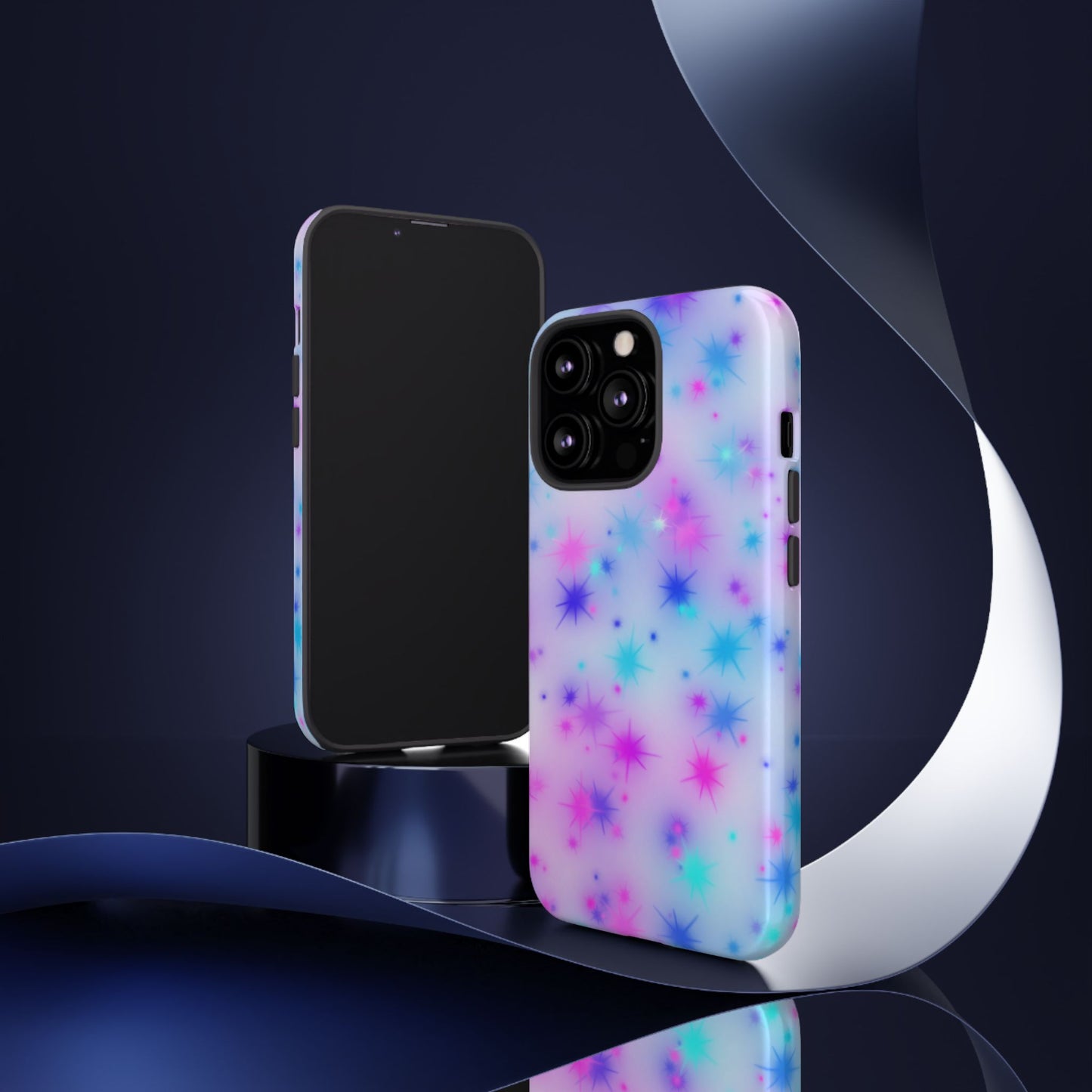 Galaxy Starburst Tough Phone Case — Pastel Pink & Blue Sparkle Protective Cover
