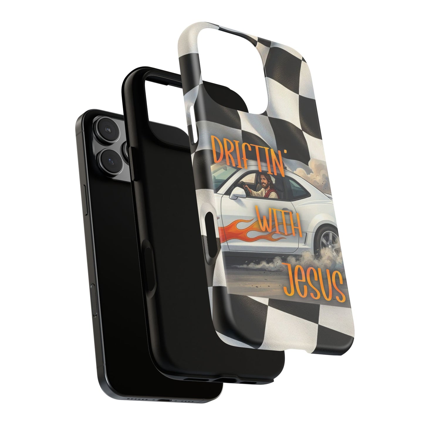Phone Case — "Driftin' with Jesus" Racing Flag Design- iPhone