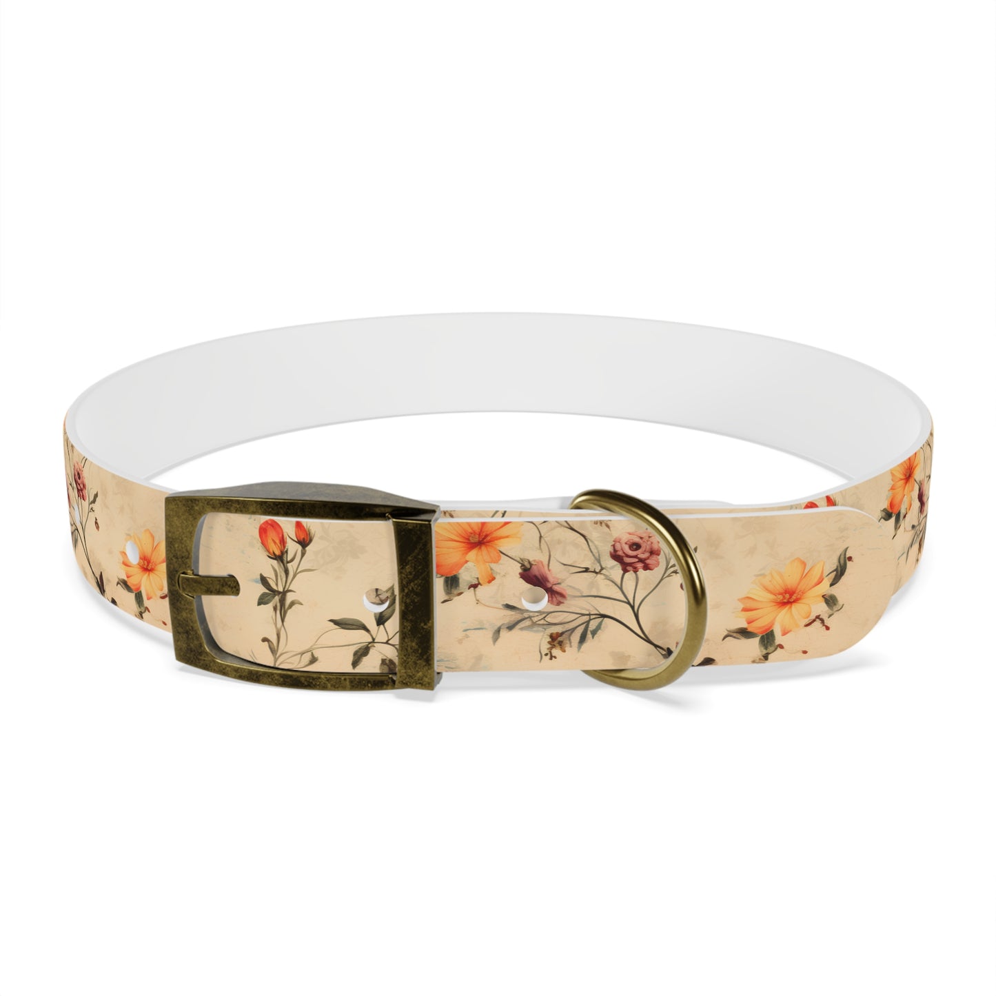 Floral Vintage Dog Collar – Peach Rose Print Pet Collar