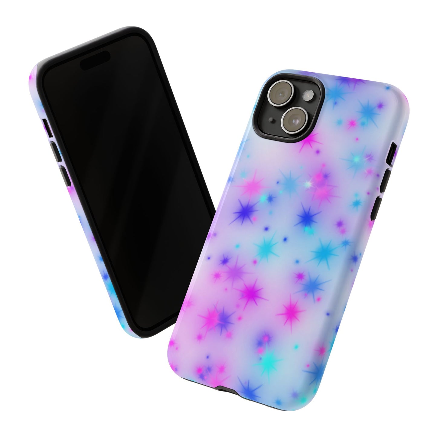 Galaxy Starburst Tough Phone Case — Pastel Pink & Blue Sparkle Protective Cover