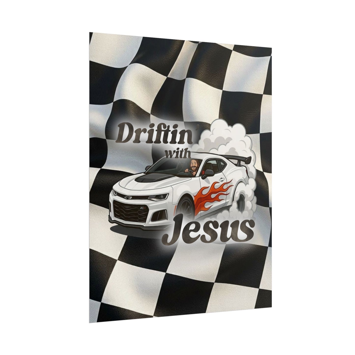 Rolled Poster — "Driftin' with Jesus" Racing Car Wall Art