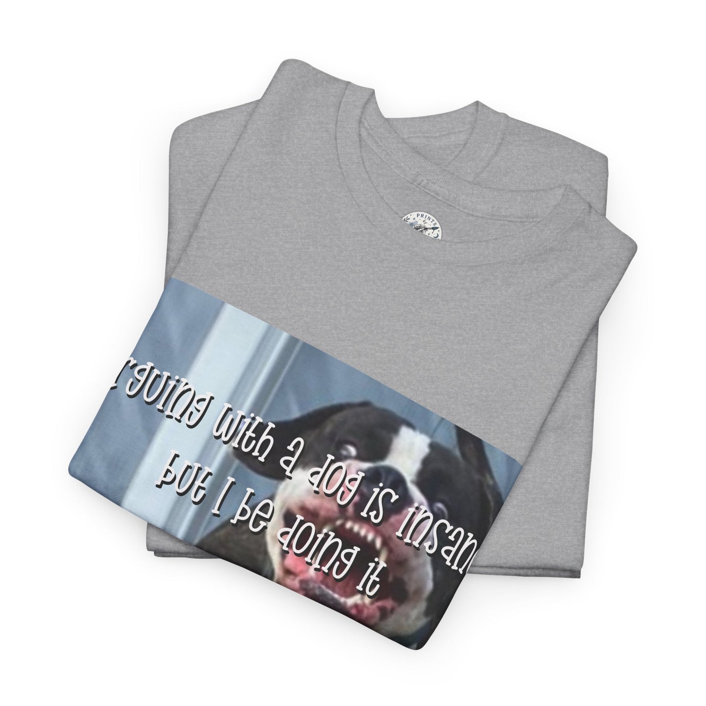 Funny Dog Meme T‑Shirt – “Arguing with a dog is insane but I be doin it” Graphic Tee