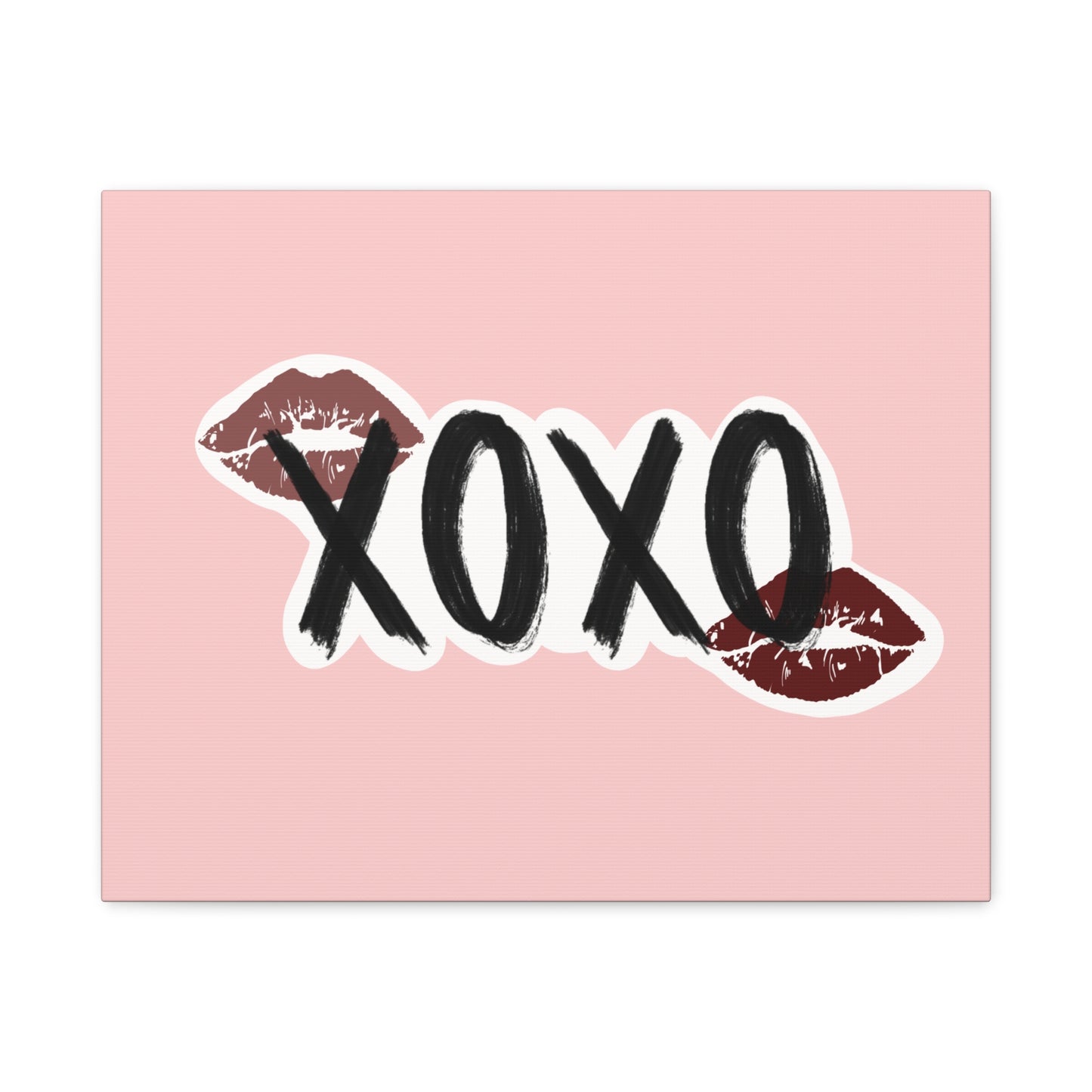 XOXO Kiss Wall Canvas — Pink Romantic Home Décor for Valentine’s Day