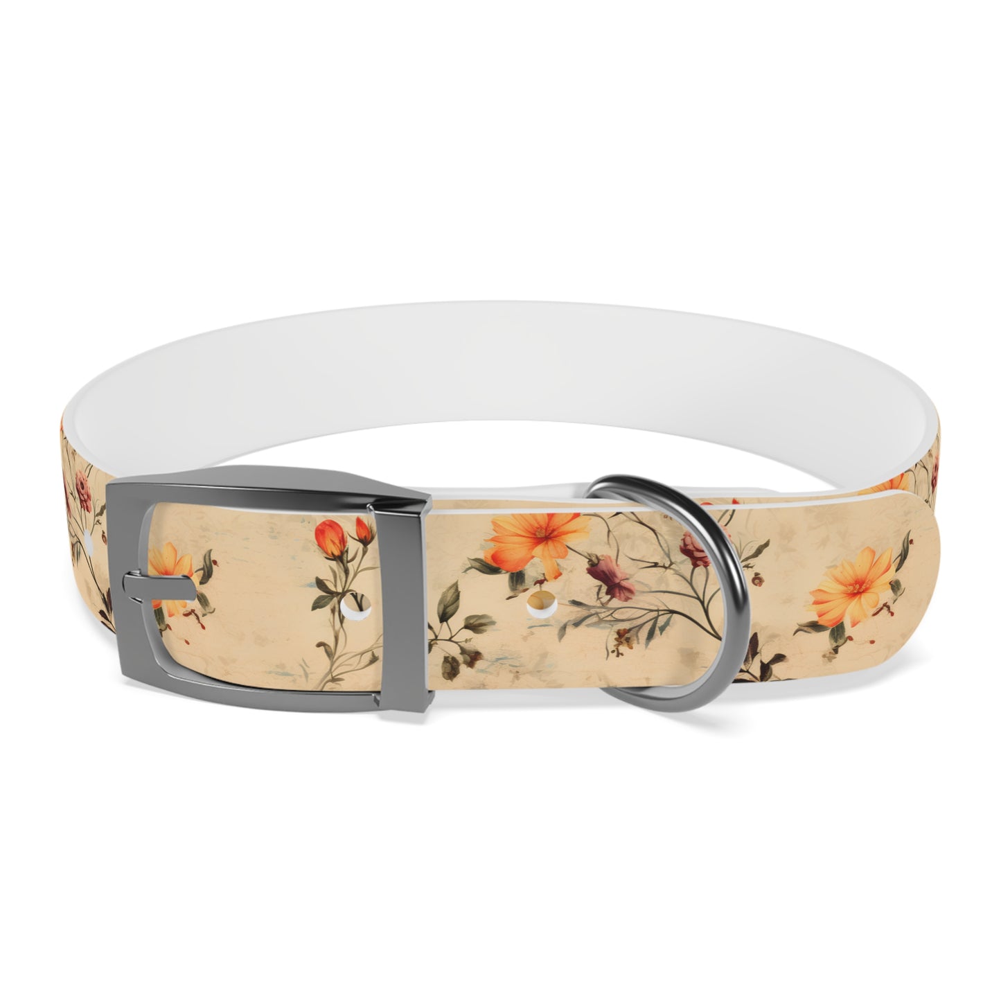 Floral Vintage Dog Collar – Peach Rose Print Pet Collar