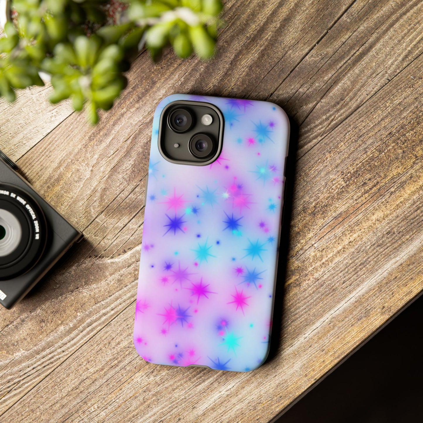 Galaxy Starburst Tough Phone Case — Pastel Pink & Blue Sparkle Protective Cover