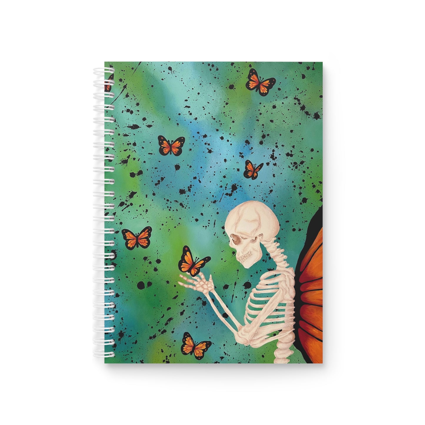 Skeleton & Monarch Butterflies Spiral Notebook — Gothic Nature Journal