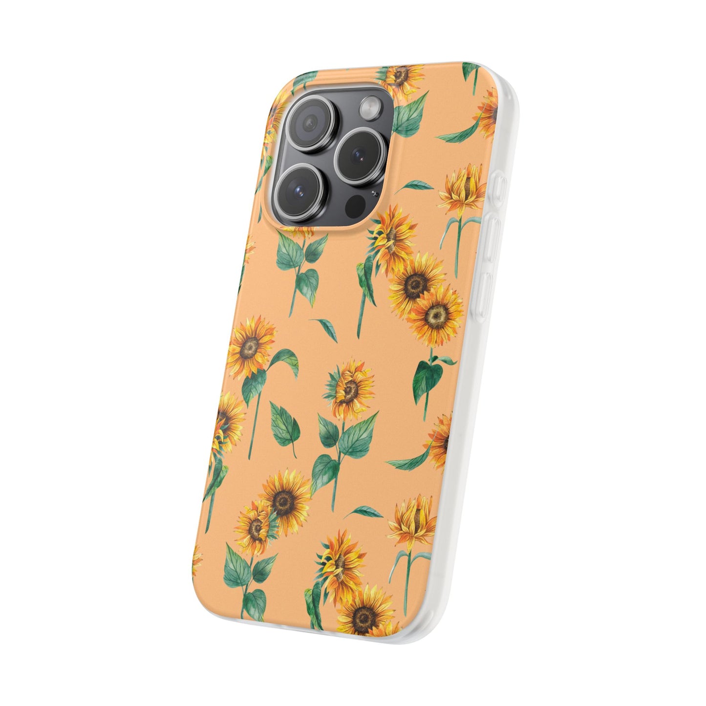 Sunflower Pattern Flexi Case — Floral Phone Case on Peach Background