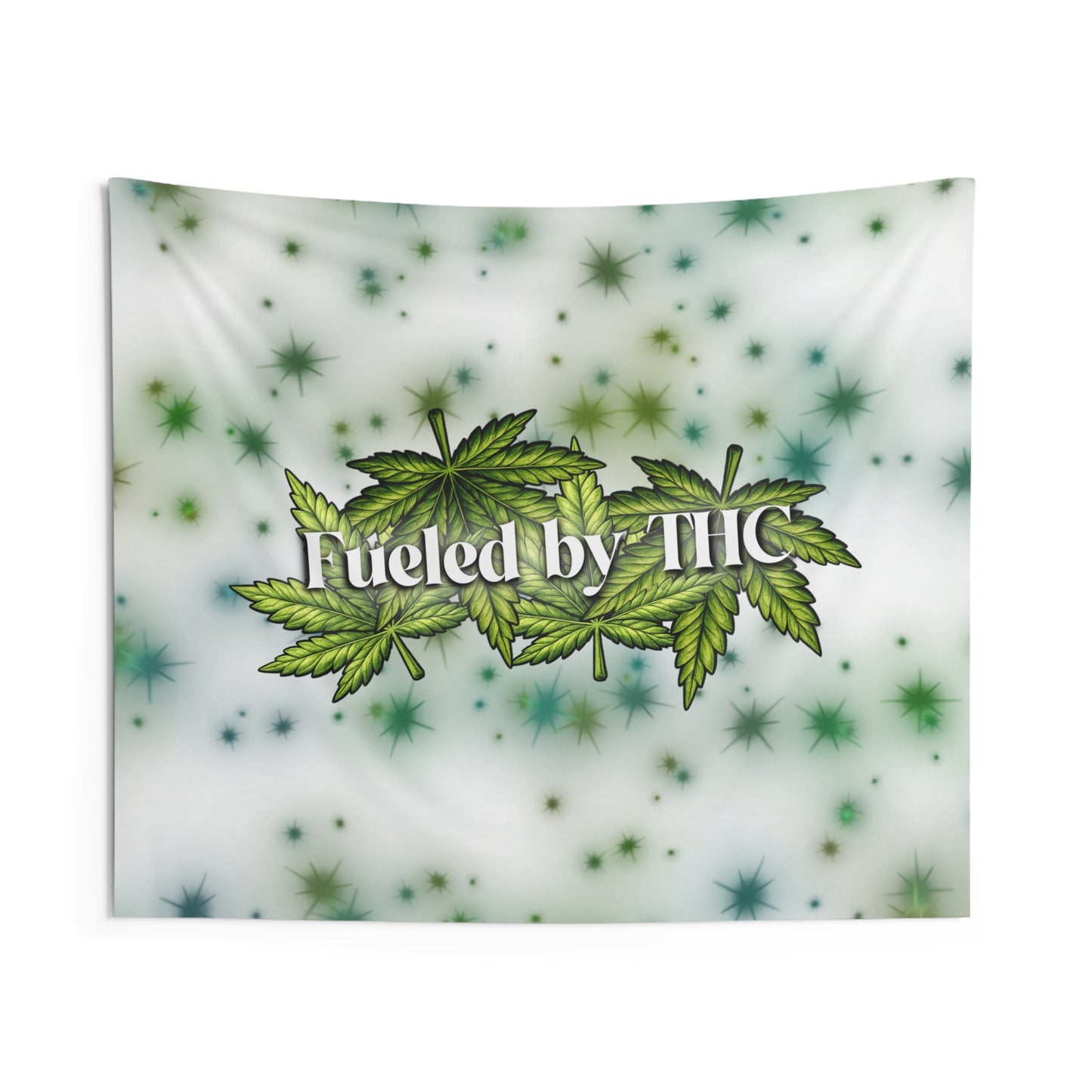 “Fueled by THC” Leaf Wall Tapestry – Cannabis Decor for Dorms & Living Rooms
